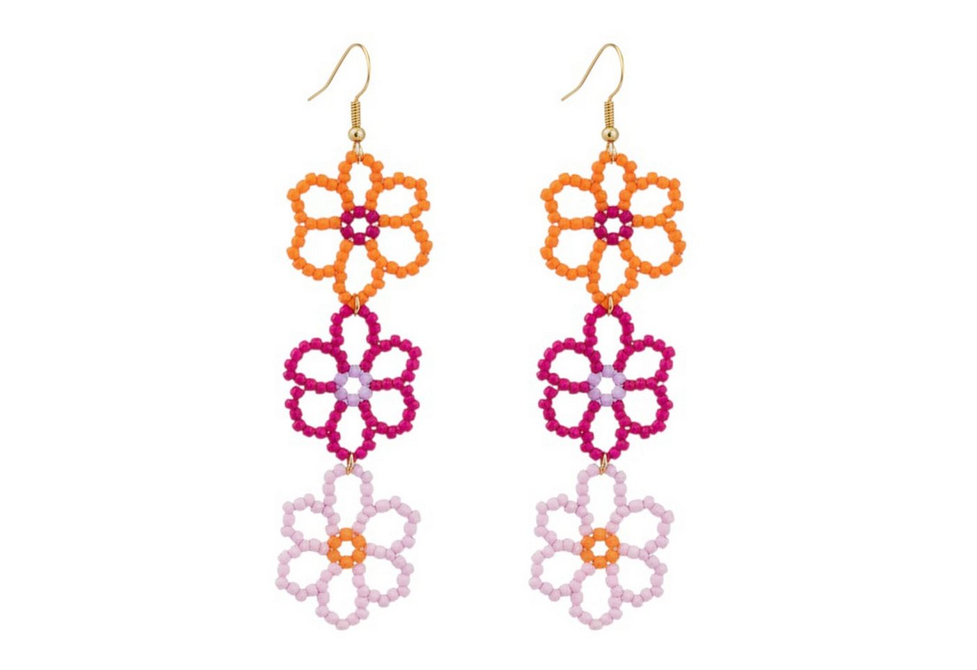 KARMA Paar Ohrhänger Ohrringe Blumen Bunt Acryl 9 cm Damenohrringe (Damen Blumenohrringe Hängeohrringe), Ohrschmuck Damenschmuck Ohrschmuck