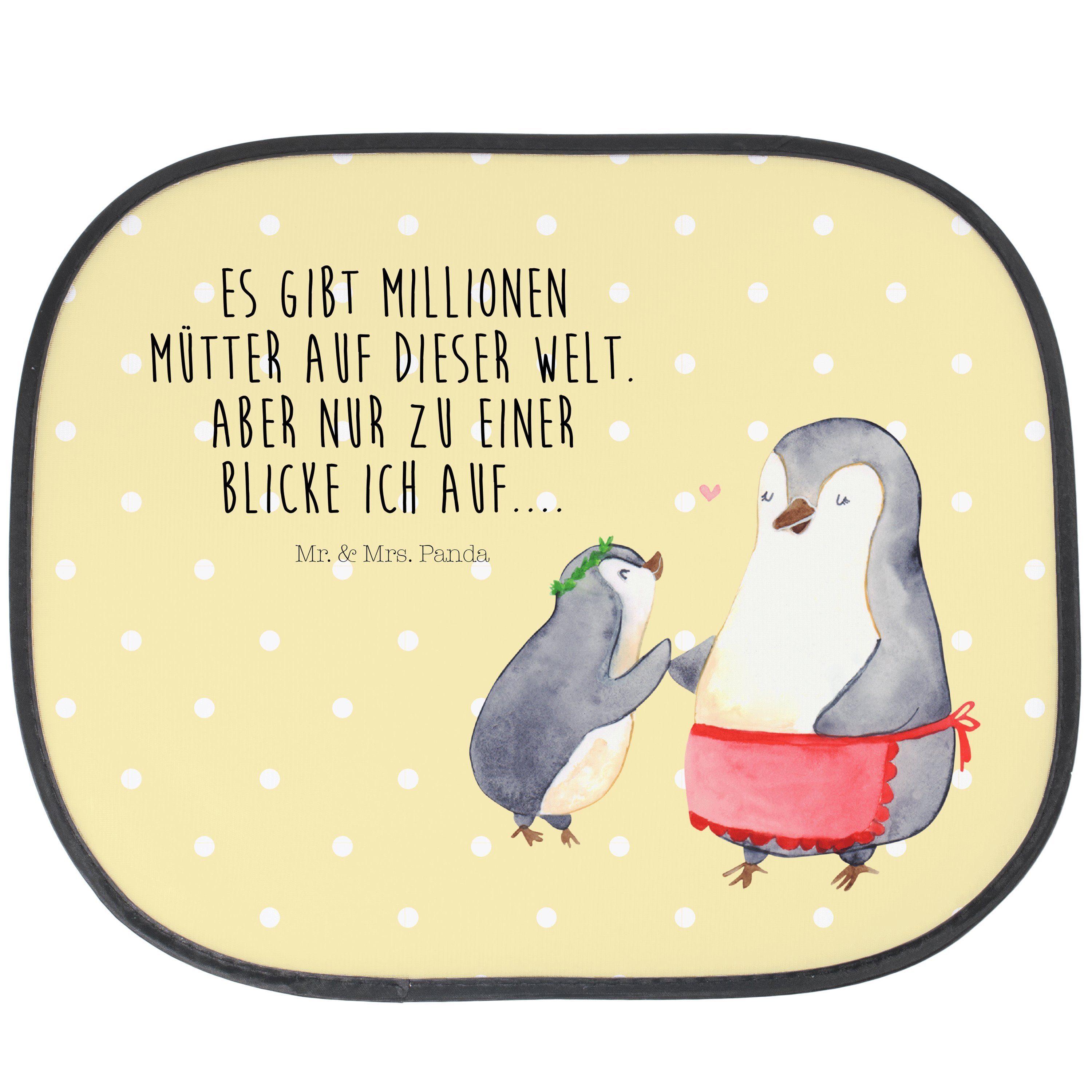 Sonnenschutz Pinguin mit Kind - Gelb Pastell - Geschenk, Danke