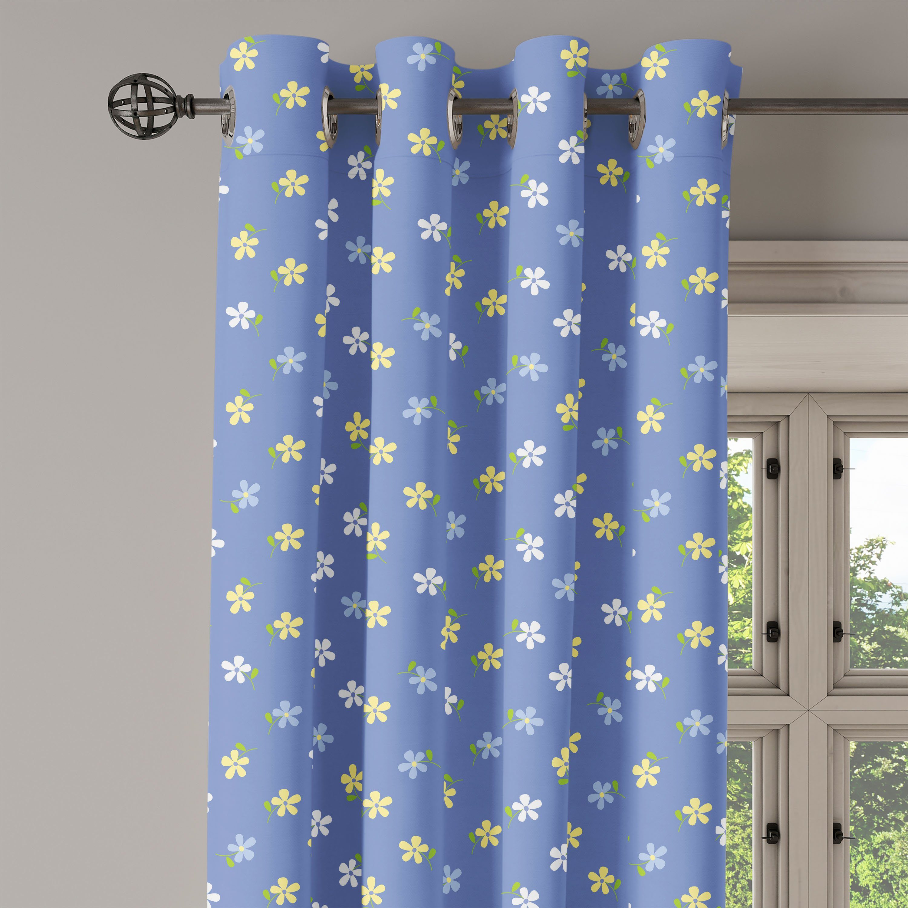 Gardine Dekorative 2-Panel-Fenstervorhänge für Schlafzimmer Frühlings-Gänseblümchen Kleine Wohnzimmer, Abakuhaus, Blumen