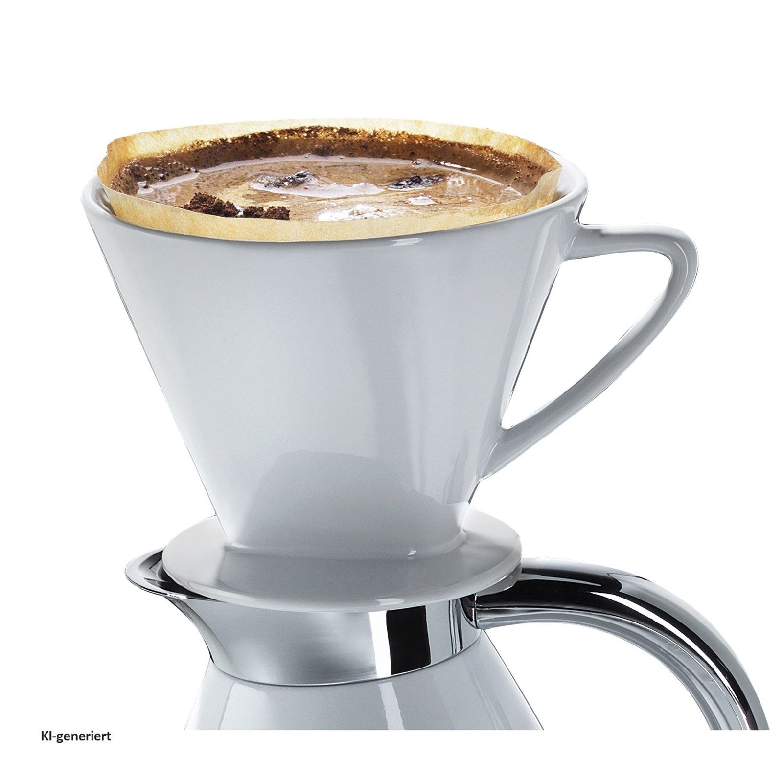 Cilio Handfilter Kaffeefilter mit Stutzen, Porzellan, Permanentfilter
