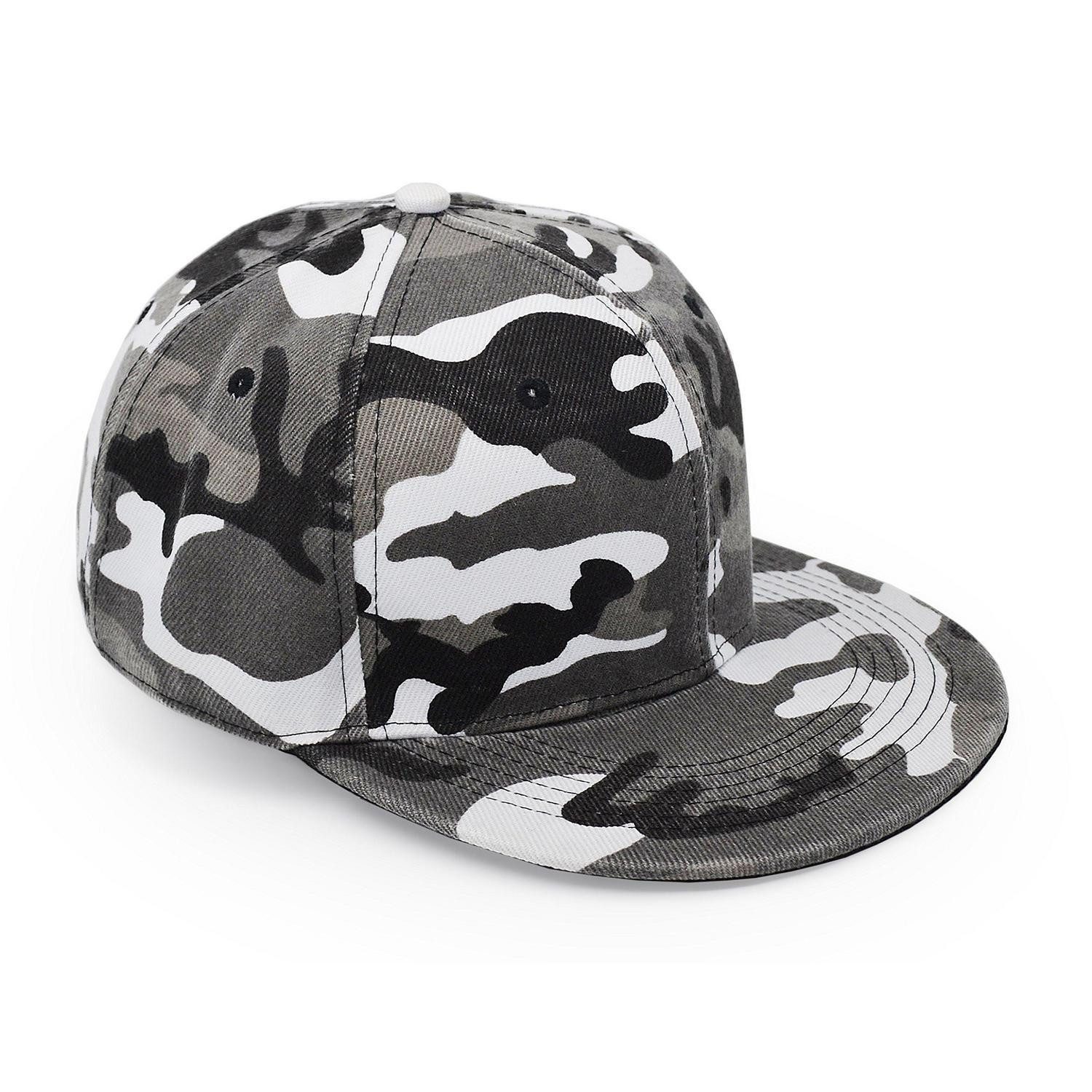 LuxusKollektion Army Cap Baseballkappen Militär Camouflage Einheitsgröße Grau-Flachen Rand
