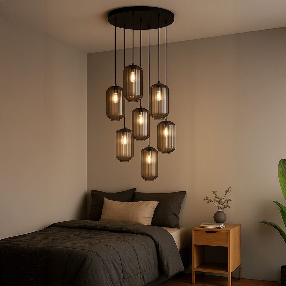 s.luce Pendelleuchte Velo Galerieleuchte 8-flg Ø 80cm Baldachin Ø 18cm Klar