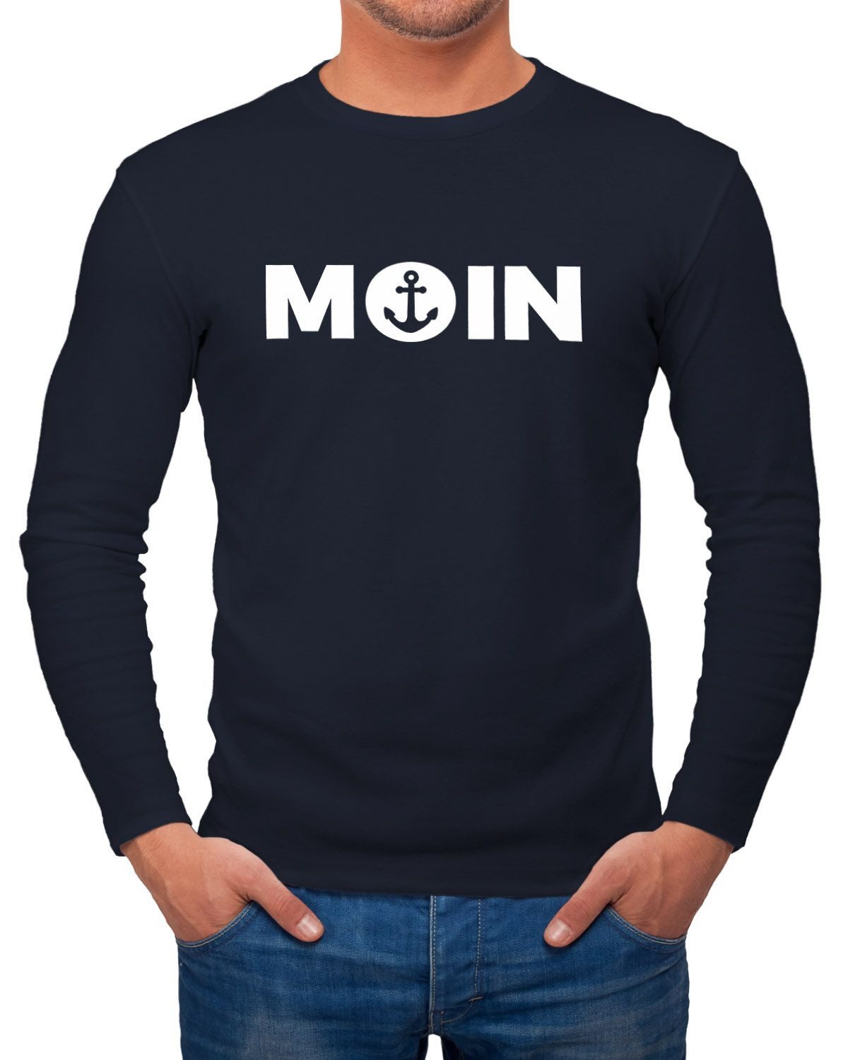 MoonWorks Longsleeve Herren Longsleeve Moin mit Anker Langarmshirt Moonwork günstig online kaufen