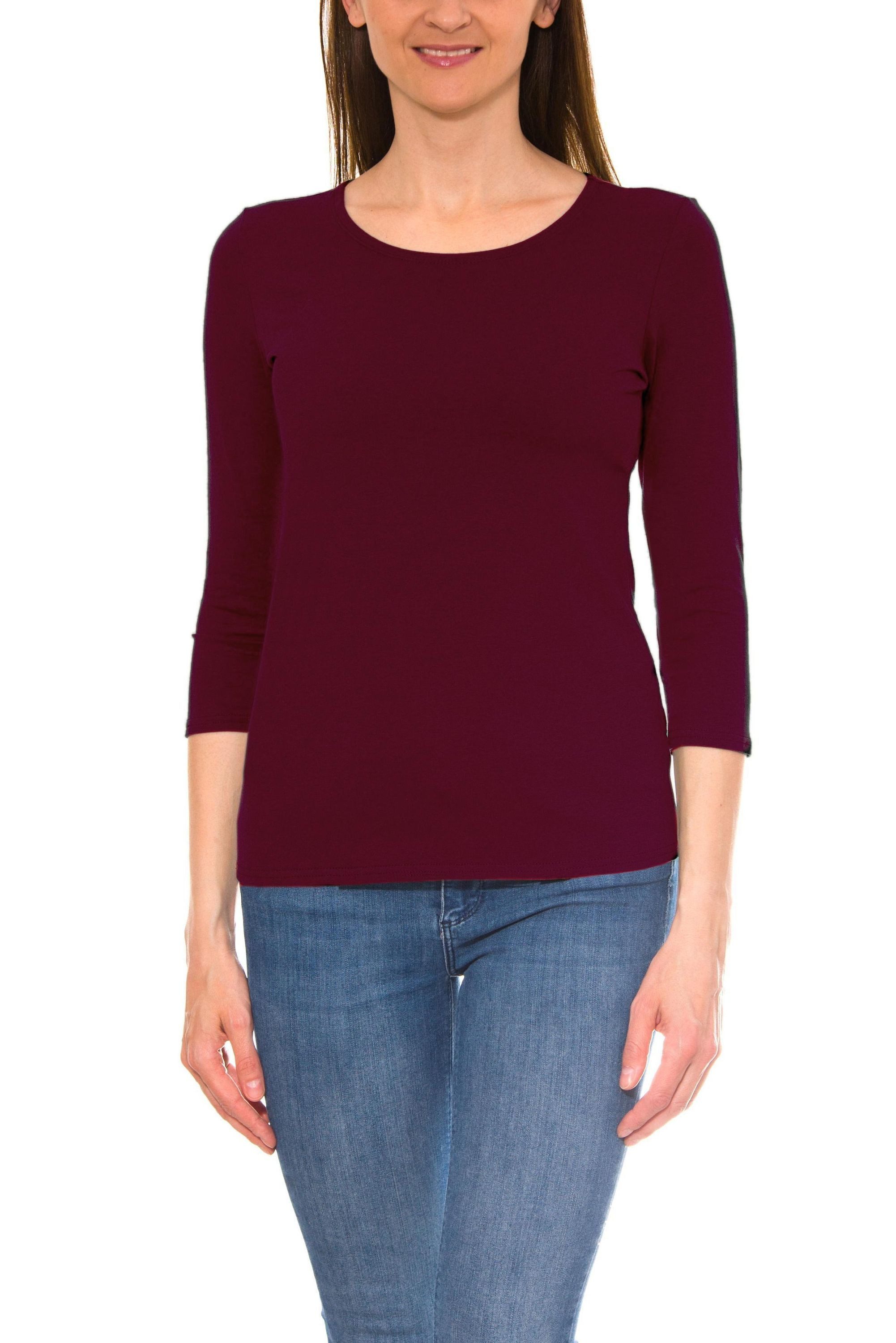 Alkato Longshirt Alkato Damen Shirt 3/4 Arm mit Rundhals