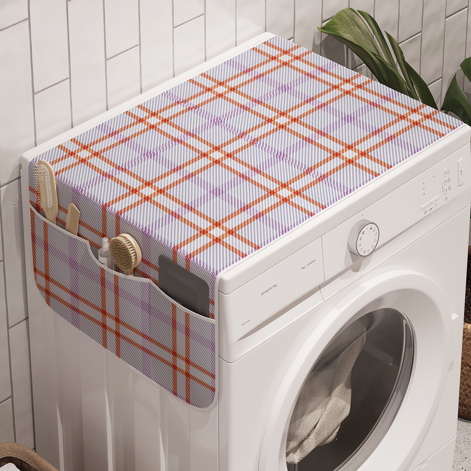 Abakuhaus Badorganizer Anti-Rutsch-Stoffabdeckung für Waschmaschine und Trockner, Plaid Soft-Streifen in Karo-Muster
