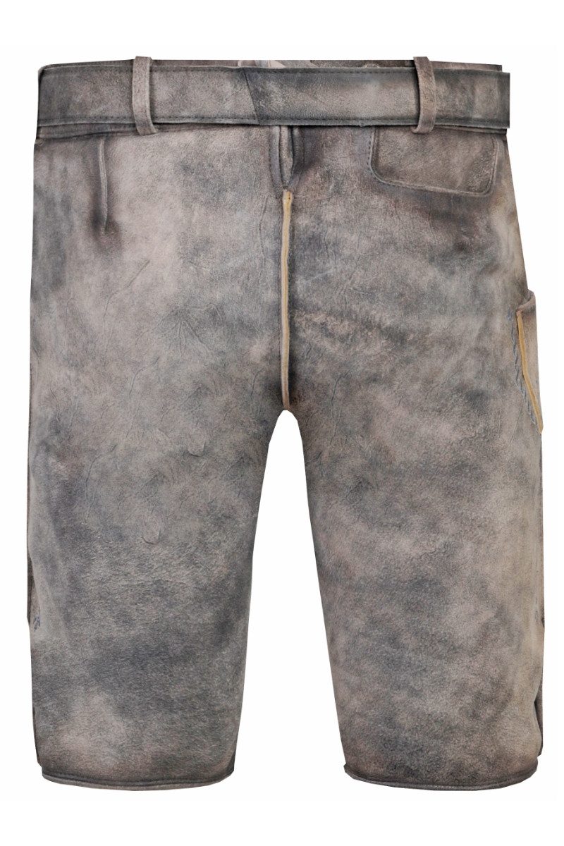 MarJo Trachtenlederhose Lederhose Herren kurz - GREDING - steingrau/denim