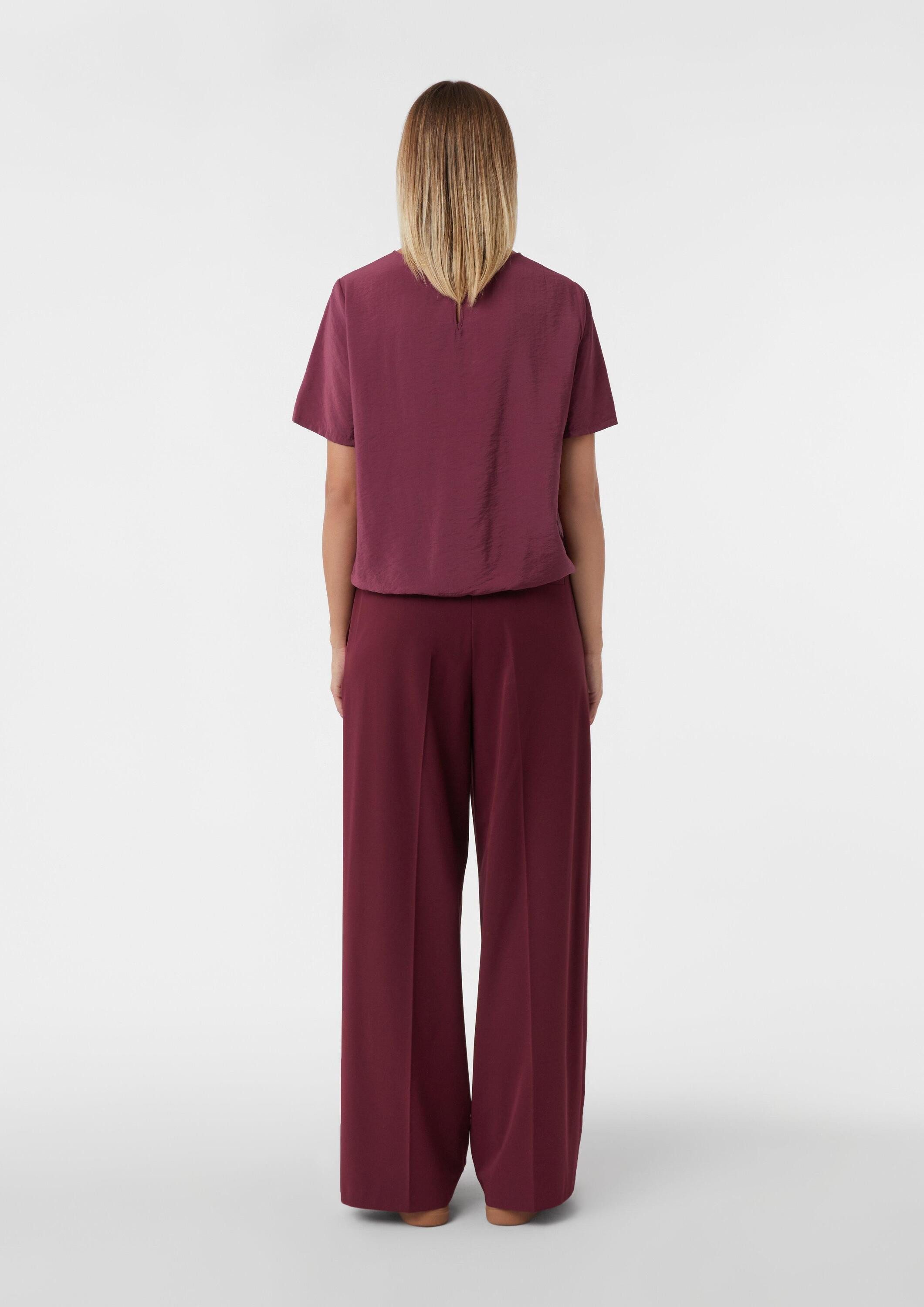 comma Kurzarmbluse Bluse Kurzärmelige Bluse mit Raffung und regulierbarem Saum
