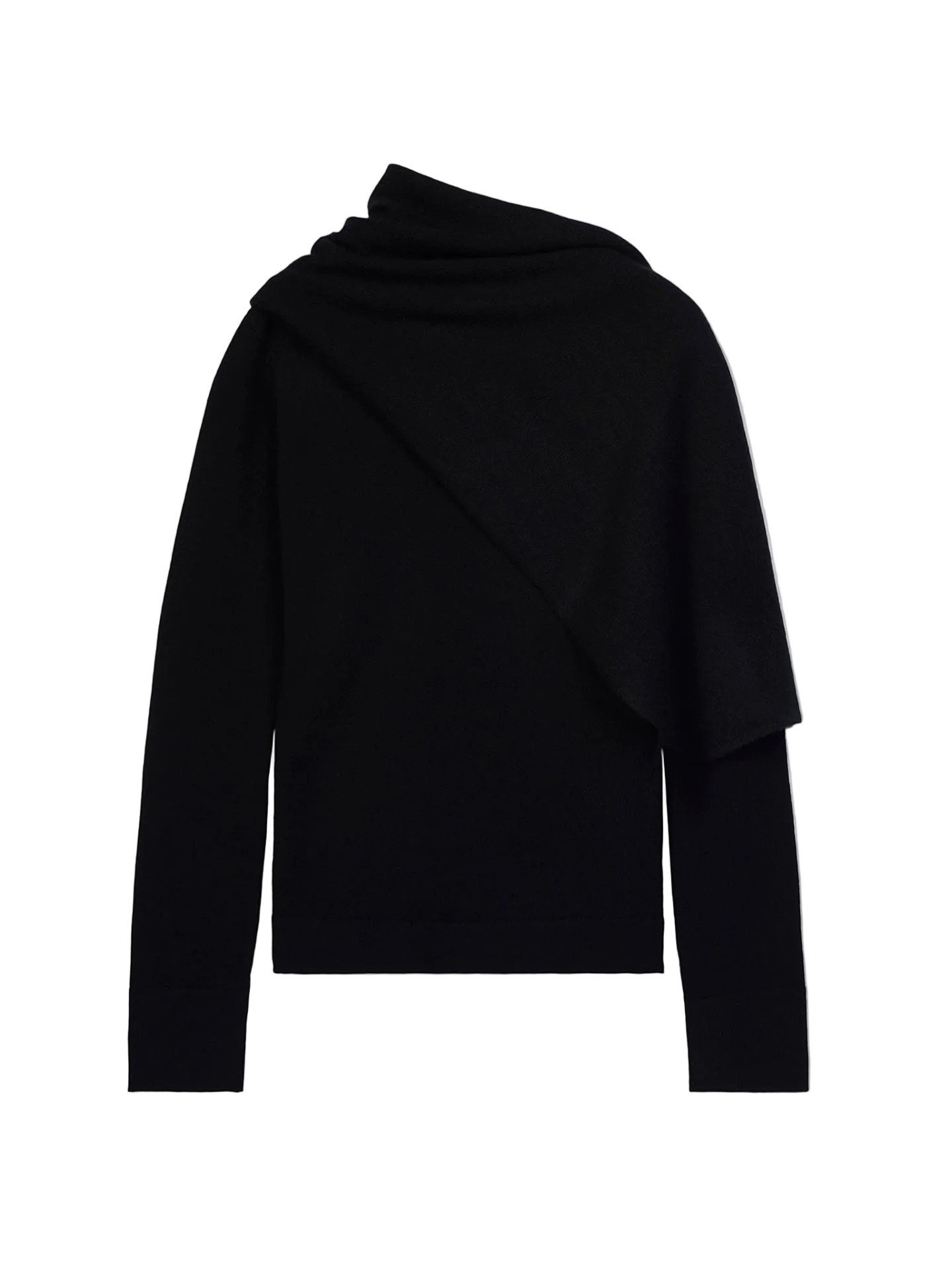 Rundhalspullover Kaschmirpullover mit drapiertem Schal