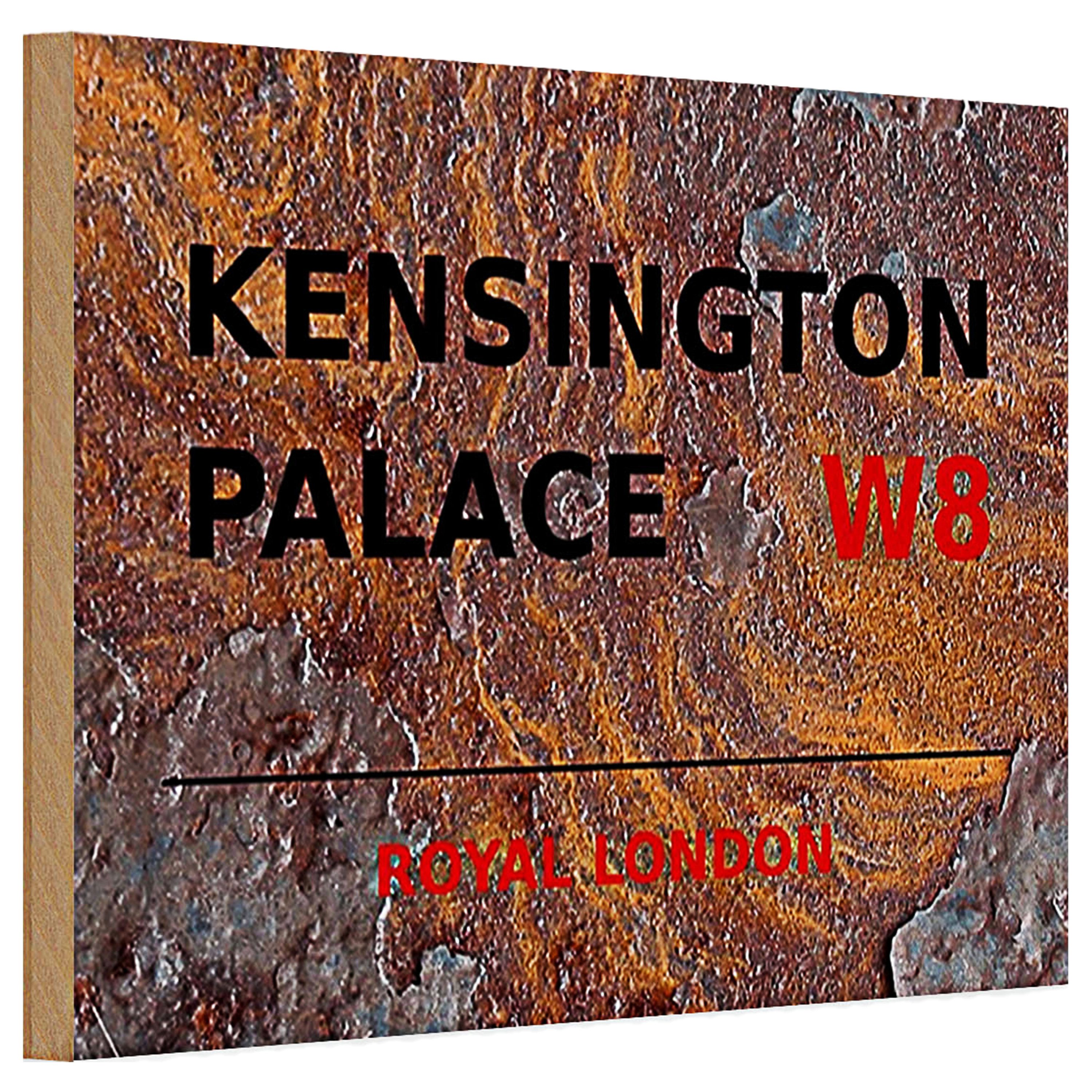 Roomando Holzbild Holzschild London 30x20cm Royal Kensington Palace W8 Rost