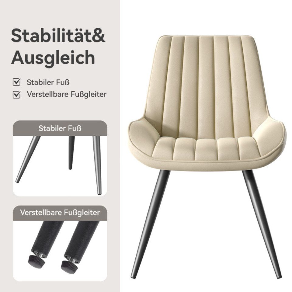 HawthyHome Esszimmerstuhl Stuhlset – Polsterstühle, Moderner Küchenstuhl (4 St), mit Ergonomischer Rückenlehne und Metallbeinen, 4er Set – Bild 4 von 5