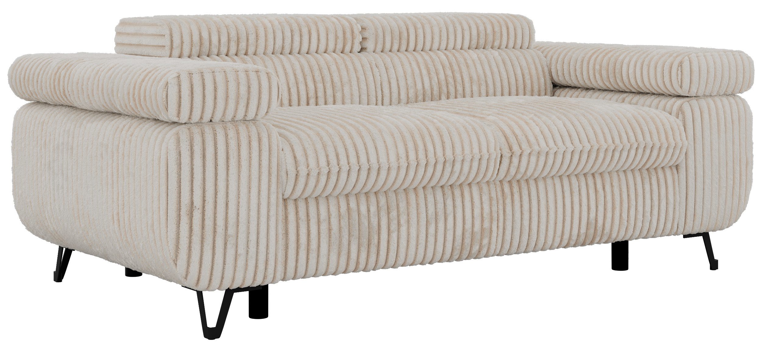 MKS MÖBEL Sofa PETER, Couch mit verstellbaren Armlehnen, 2-Sitzer Sofa, Wellenfedern