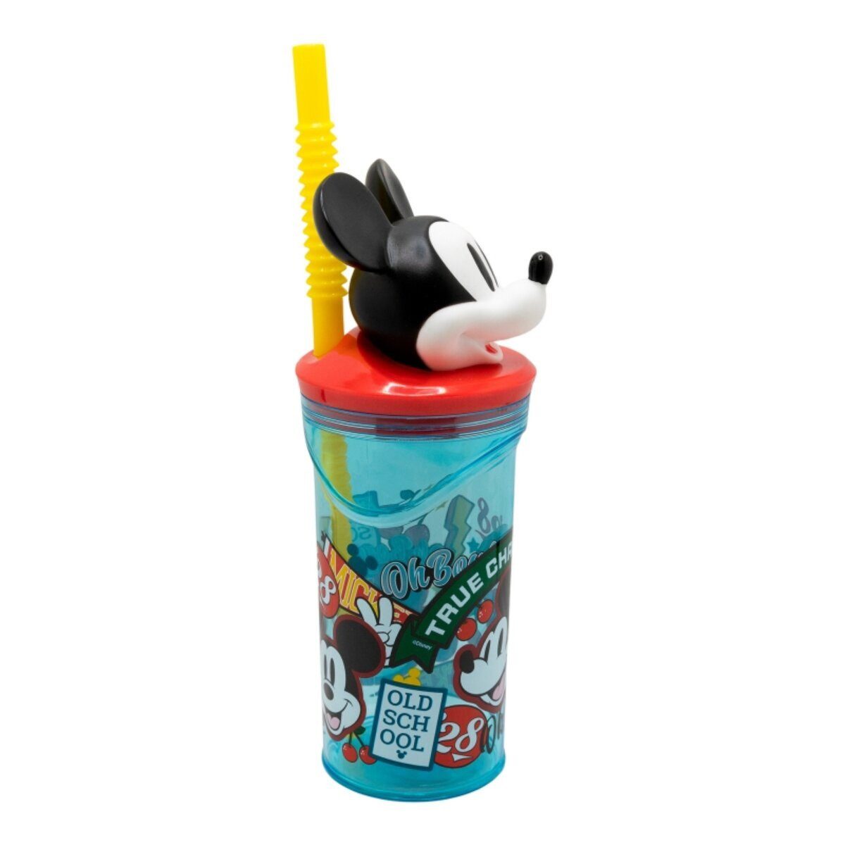 Disney Trinkflasche Disney Mickey Mouse Becher 3D Kindertrinkbecher 360ml mit Strohhalm