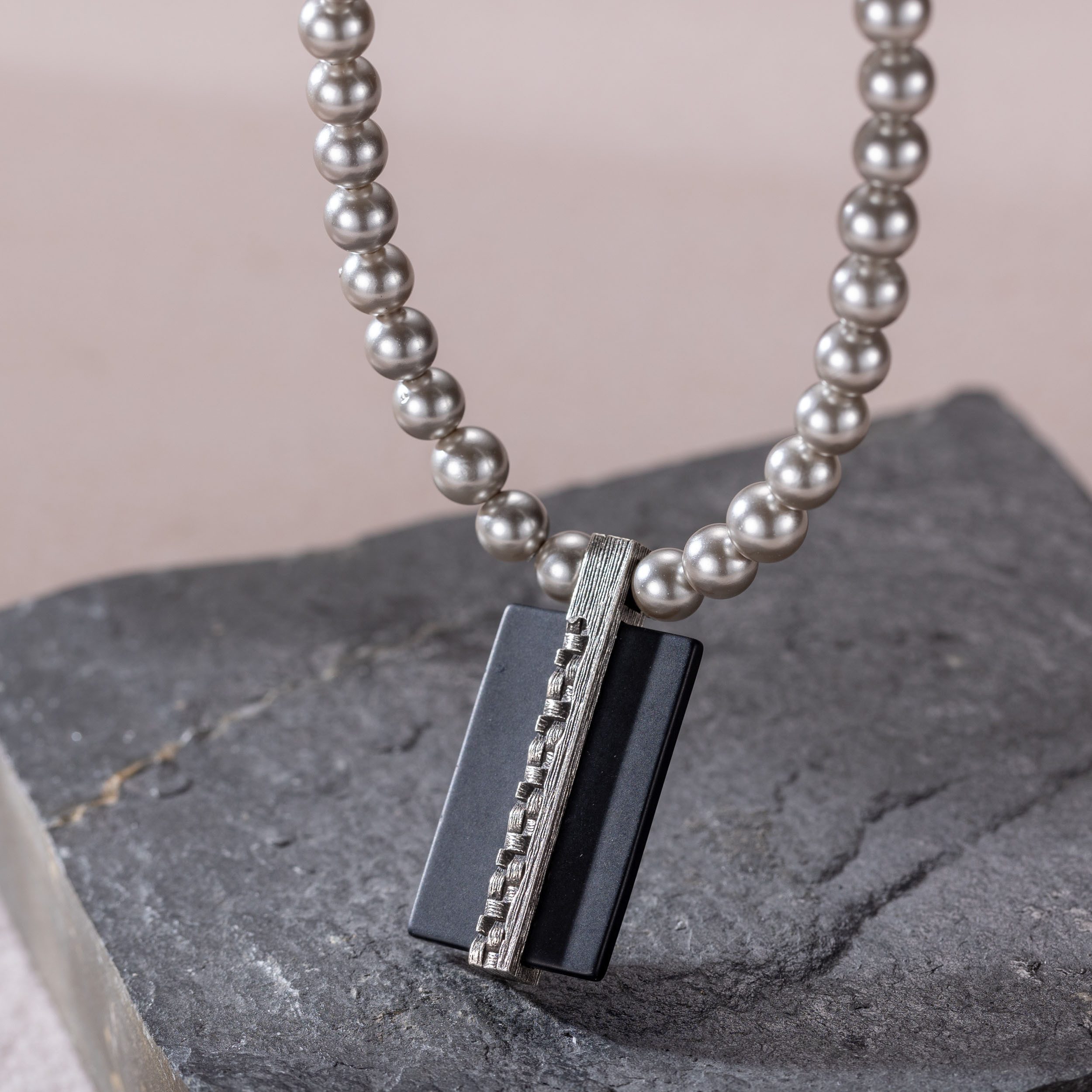 Kingka Kette mit Anhänger Schmuck Geschenk Edelstahl Halsschmuck Halskette, mit Achat - mit Muschelperle