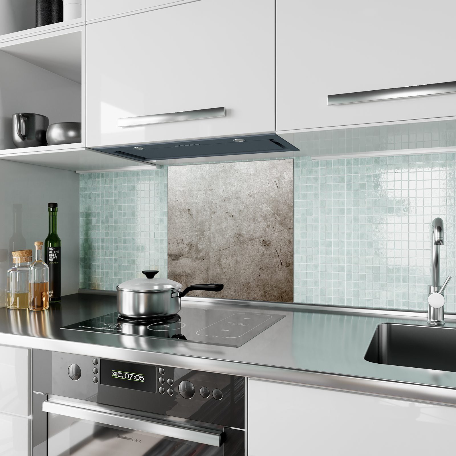 Braunes mit Küchenrückwand Glas Spritzschutz Primedeco Muster Motiv Küchenrückwand
