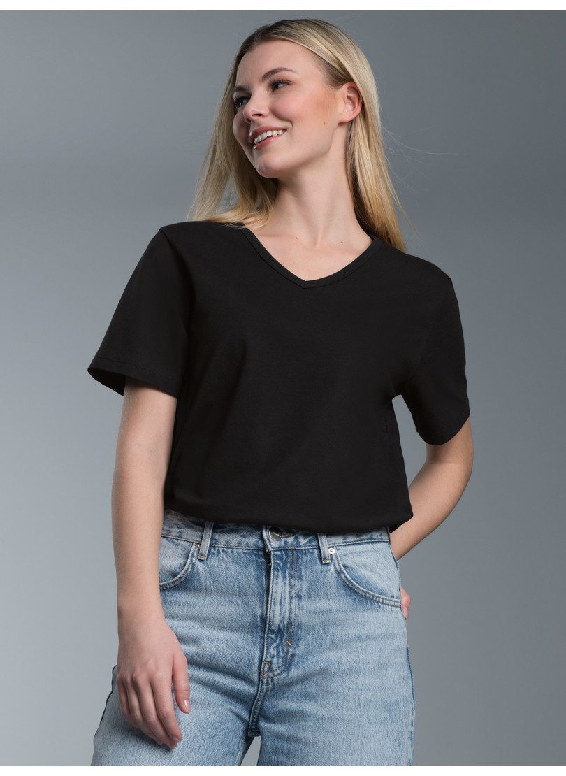 Trigema T-Shirt TRIGEMA T Shirt aus Biobaumwolle mit V-Ausschnitt (1-tlg)