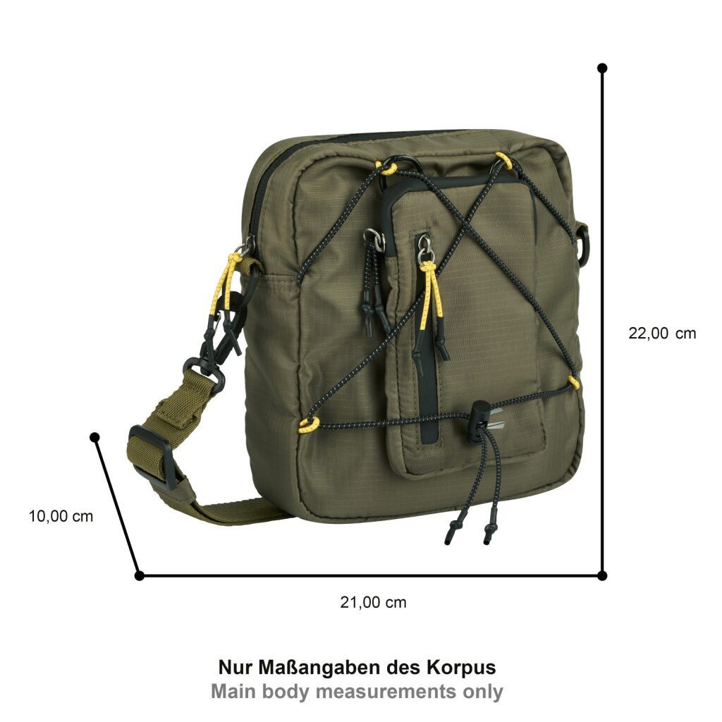 camel active Umhängetasche Shores (Set, 2-tlg., abnehmbare Reißverschlusstasche vorne), Ultraleicht mit sportiver Schnürung abnehmbare Pouch & Reflektdetails