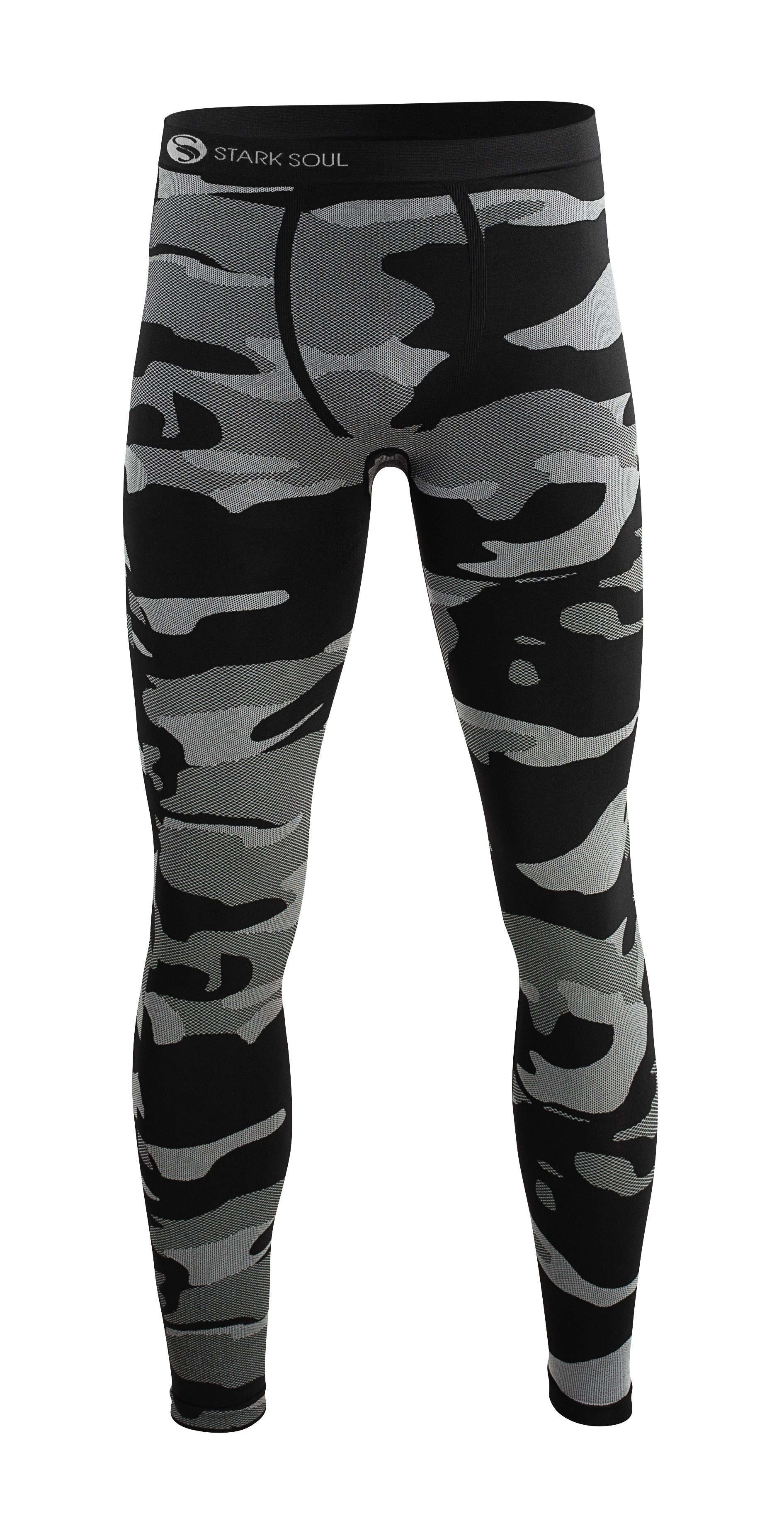 mit Grau - Soul® Seamless, Funktionshose Camouflage, Thermo-Funktionsunterwäsche, elastischem Stark Funktionshose Herren Bund