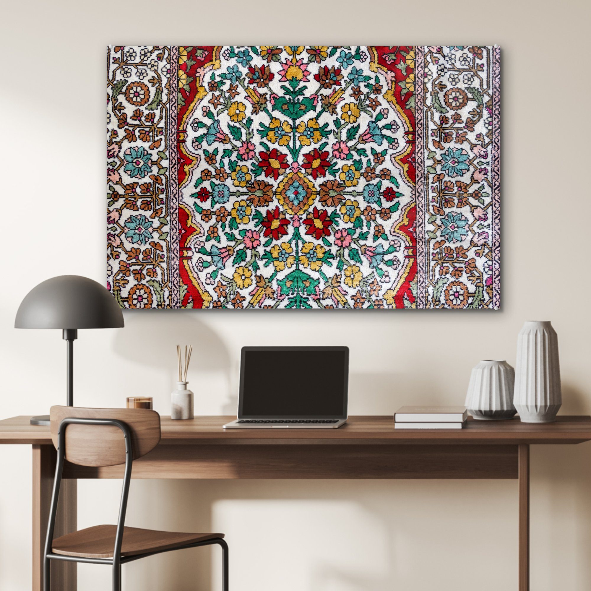 Muster Acrylglasbild - - (1 Acrylglasbilder & MuchoWow Teppiche - Schlafzimmer St), Persische Farben, Wohnzimmer Teppiche