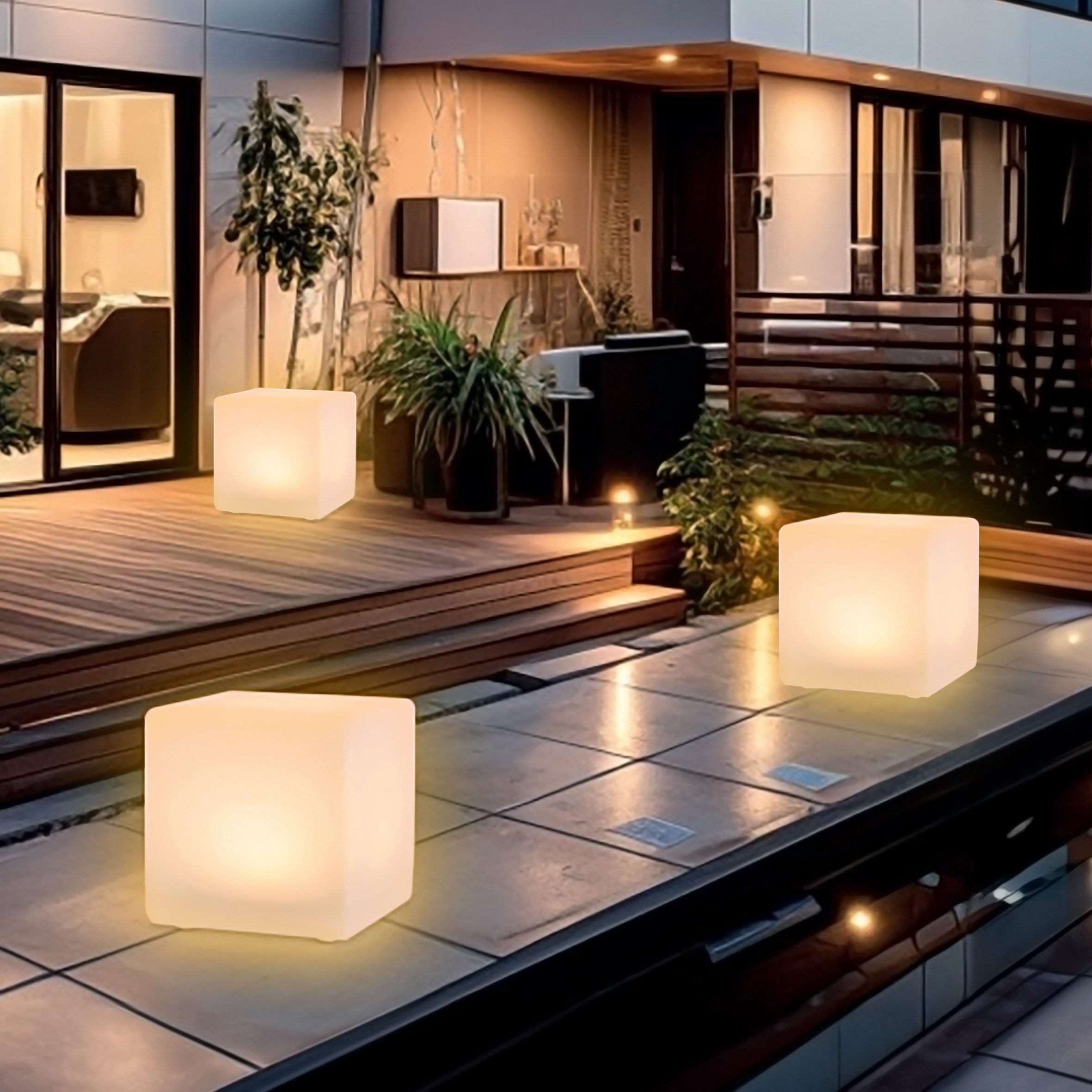 Spetebo LED Solarleuchte LED Solar Kugel mit Erdspieß - 30 cm - Garten Deko, Solar betrieben, LED fest integriert, warm weiß, mit IP67 Wasserschutz