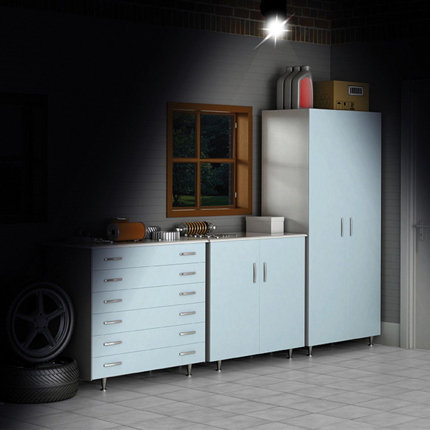 MediaShop Außen-Wandleuchte Panta Safe Light, LED fest integriert, Kaltweiß, 360 Grad drehbar, wetterbeständig, extrem Hell, Bewegungssensor