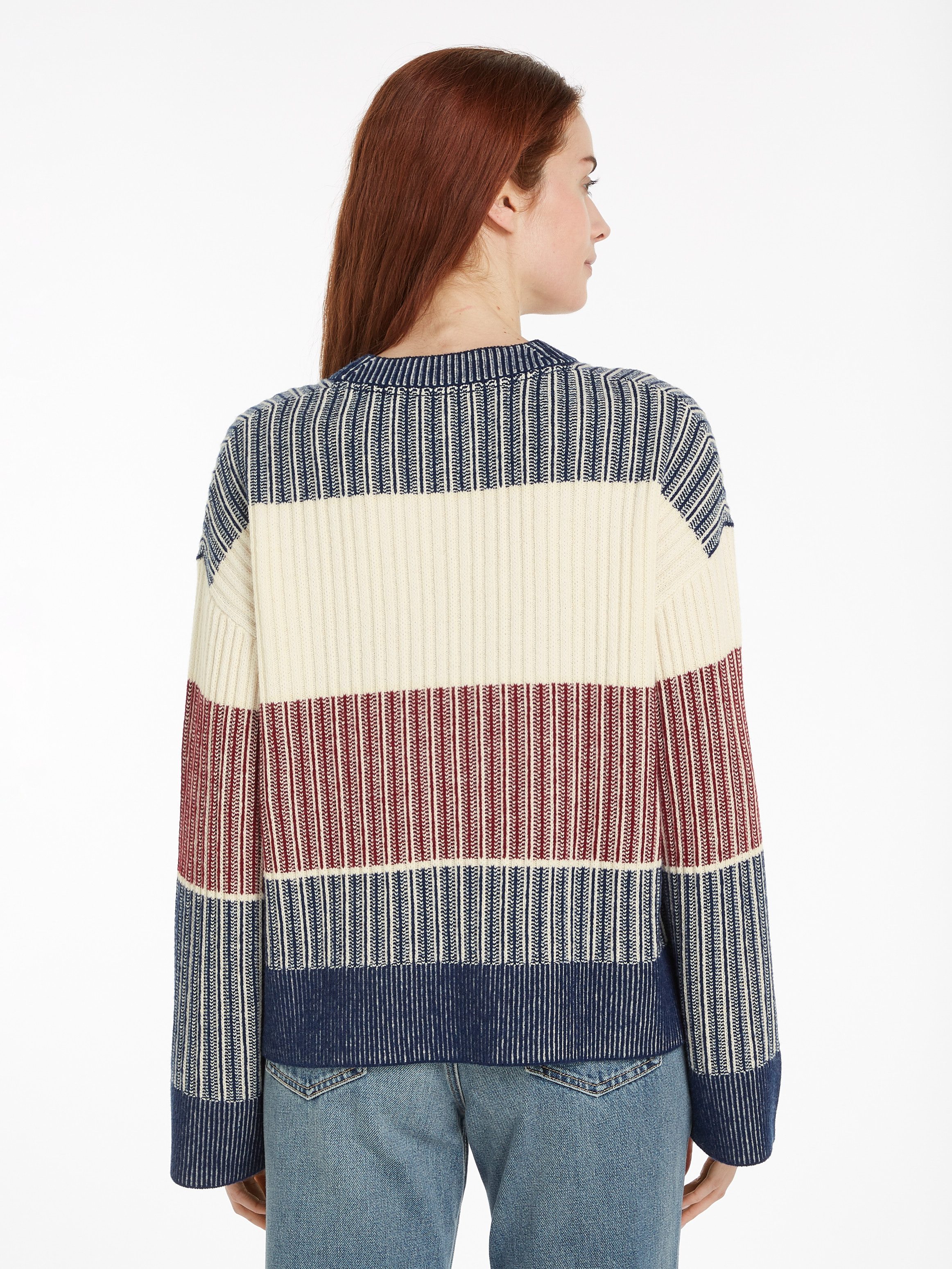Tommy Hilfiger Strickpullover GLOBAL STP ALL OVER SWEATER (Global Serie TH WOMEN) mit Tommy Hilfiger Global Stripe