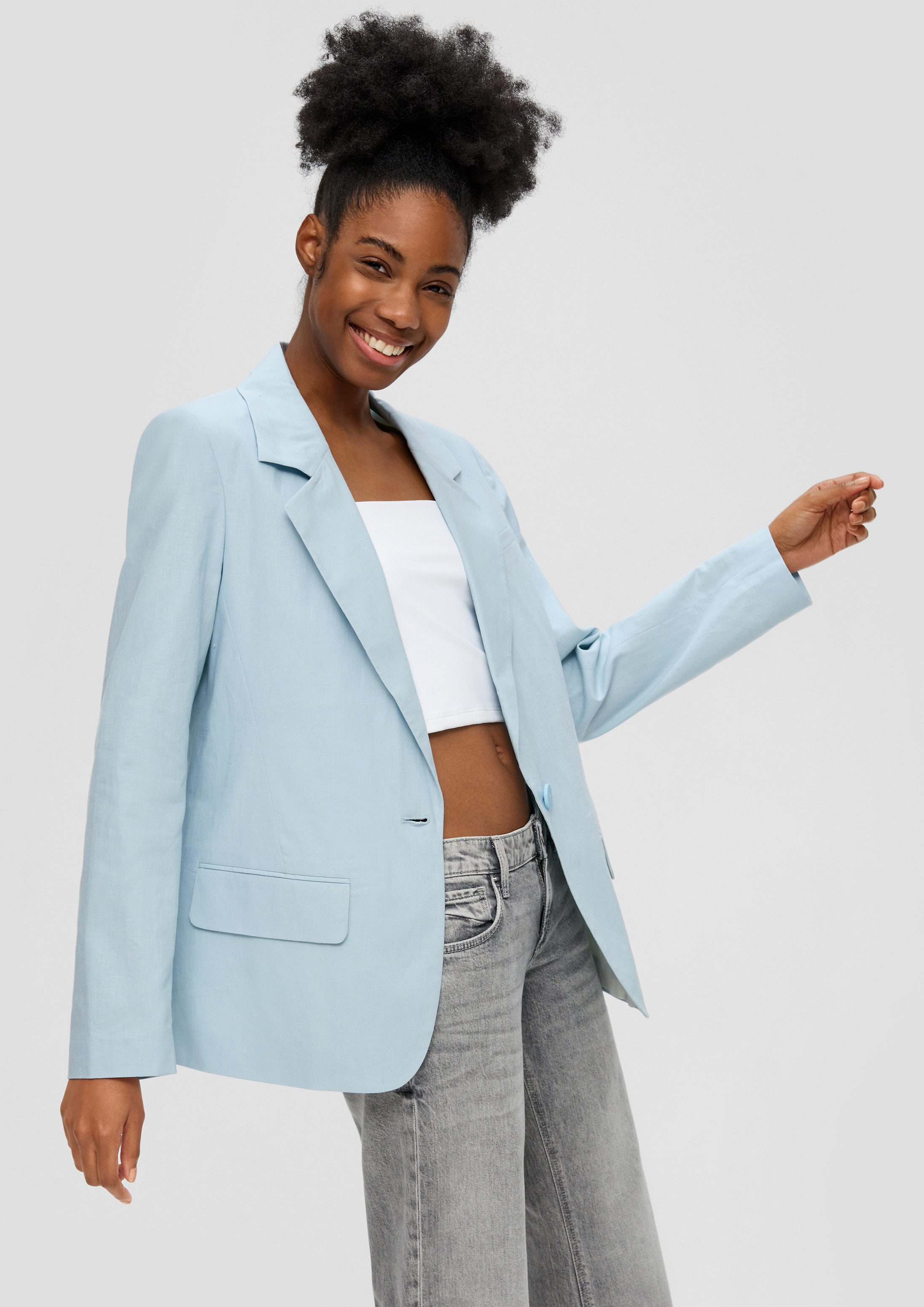 QS Jackenblazer Indoor-Blazer Blazer aus Leinenmix