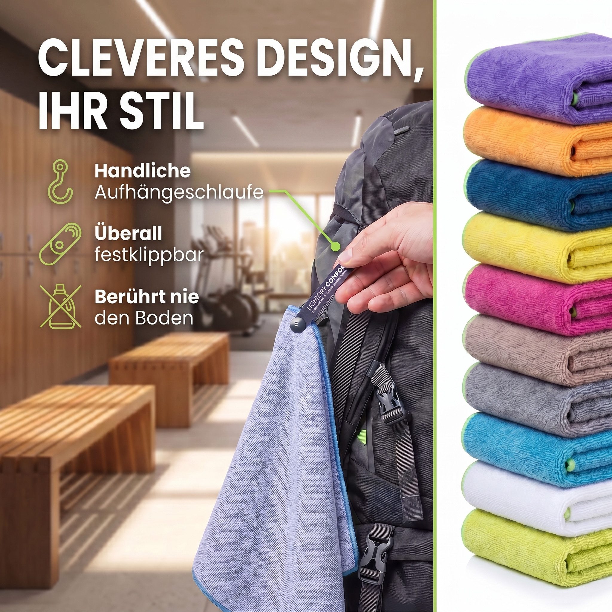 LightDry Reisehandtuch LightDry Reisehandtuch – Leichtes Mikrofaser-Sport und Strandhandtuch, Sport, Strand & Badehandtuch – Bild 3 von 5