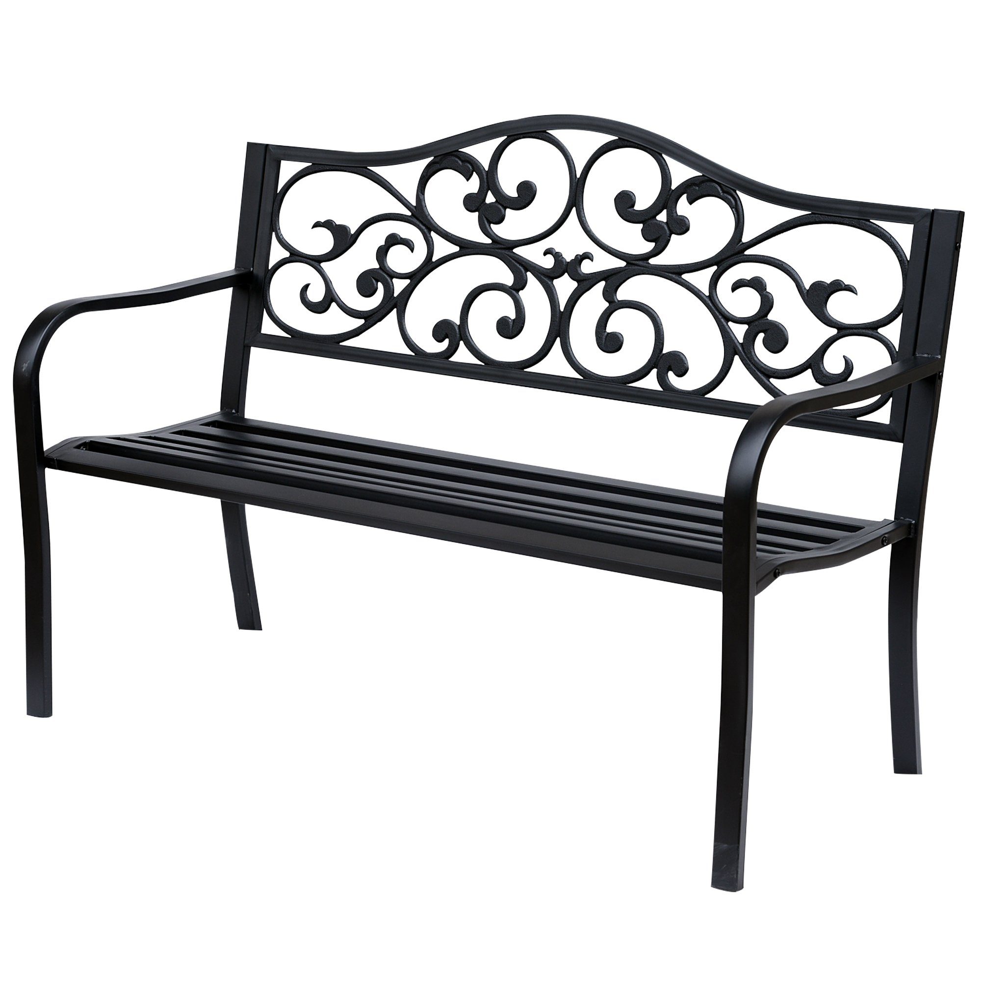 Outsunny Gartenbank 3-Sitzer Sitzbank mit Armlehnen Gusseisen (Bank, 1-St., günstig online kaufen
