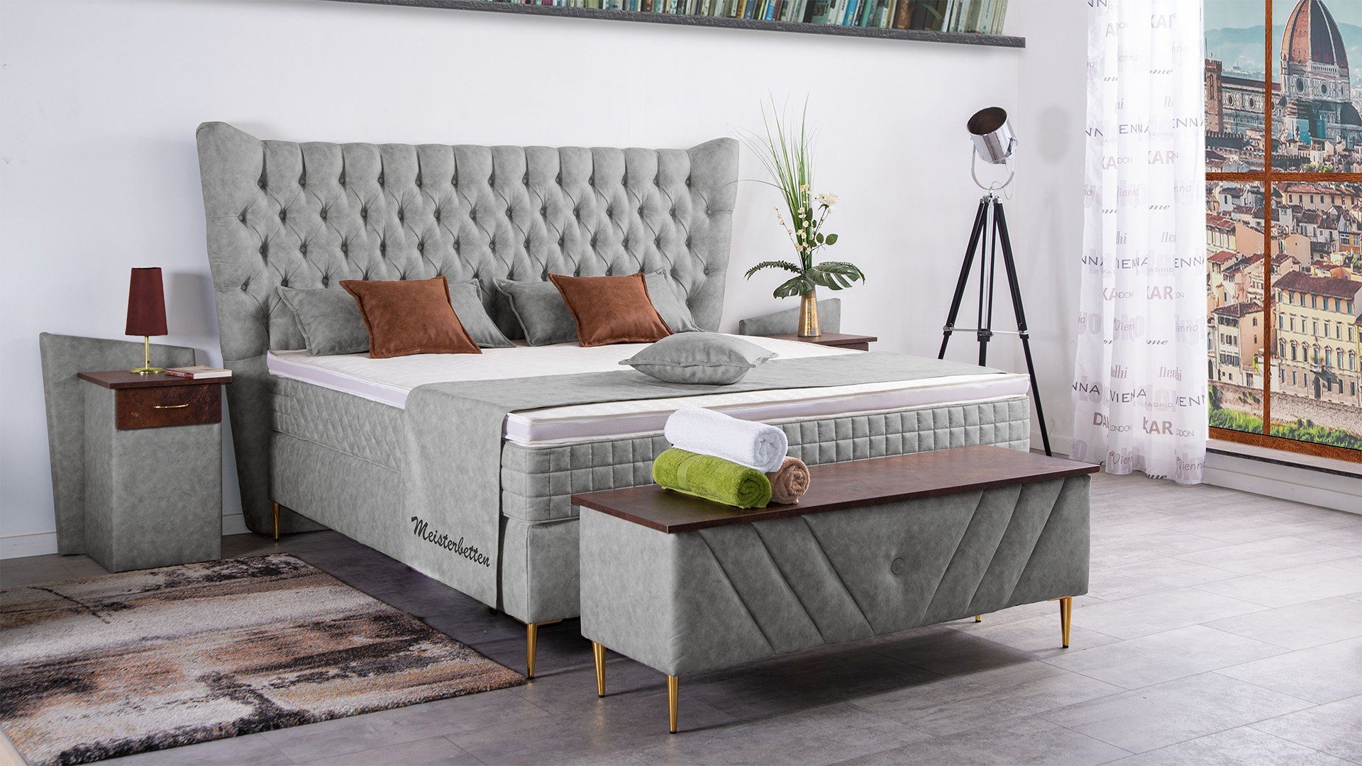 Meisterbetten Boxspringbett Quin (7-Zonen Taschenfederkernmatratzen, Ergoflex), Inklusive kostenloser Lieferung und Aufbau