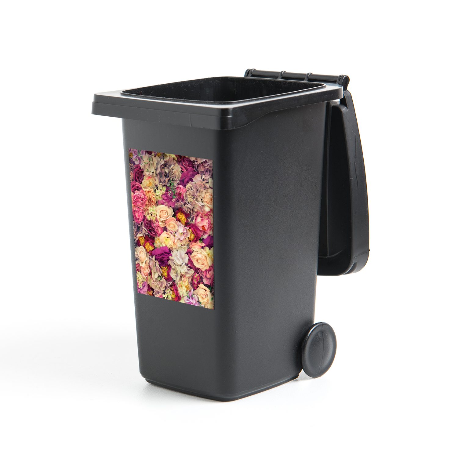 MuchoWow Wandsticker Blumen - Rosen Container, (1 Mülltonne, Abfalbehälter Mülleimer-aufkleber, - Sticker, St), Romantisch