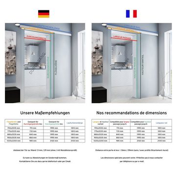 inova wohnen Glasschiebetür Dekor Blockstreifen (inkl. Stabgriff und Schienensystem in Schwarz), 90 x 203,5 cm