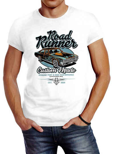 Neverless Print-Shirt Herren T-Shirt Roadrunner American Muscle Car Tuning Retro Sports Car Vintage Motiv Slim Fit Neverless® mit Print