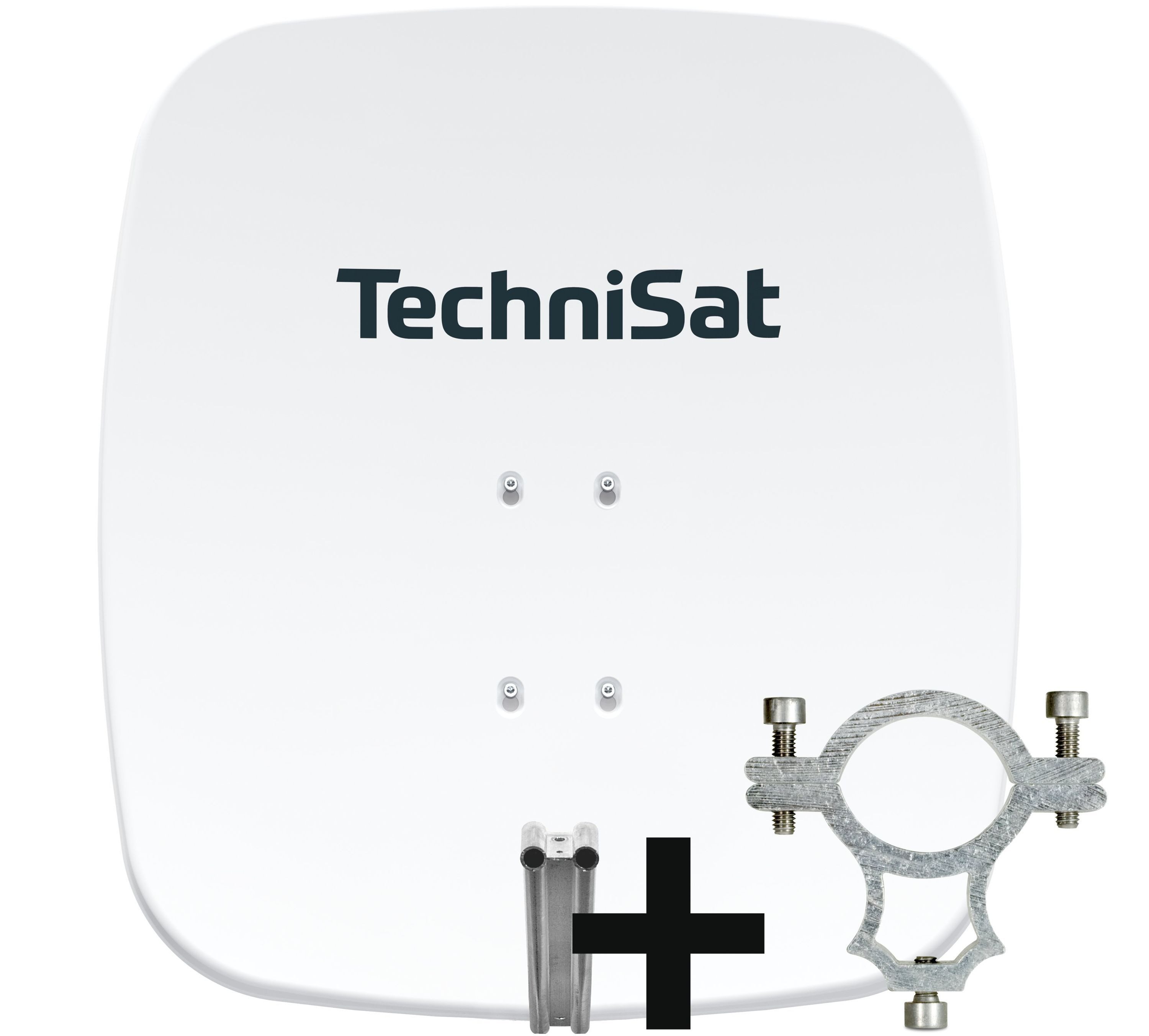 TechniSat SATMAN 65 PLUS inkl. LNB-Halteschelle Sat-Spiegel (65 cm, Aluminium, Antenne mit AZ/EL-Halterung und 40 mm LNB-Halteschelle, Alu-Spiegel)