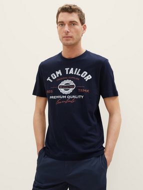 TOM TAILOR T-Shirt Logo T-Shirt 2-er Pack Kurzarm Set mit Logo Print (2-tlg) 6356 in Blau-Grau