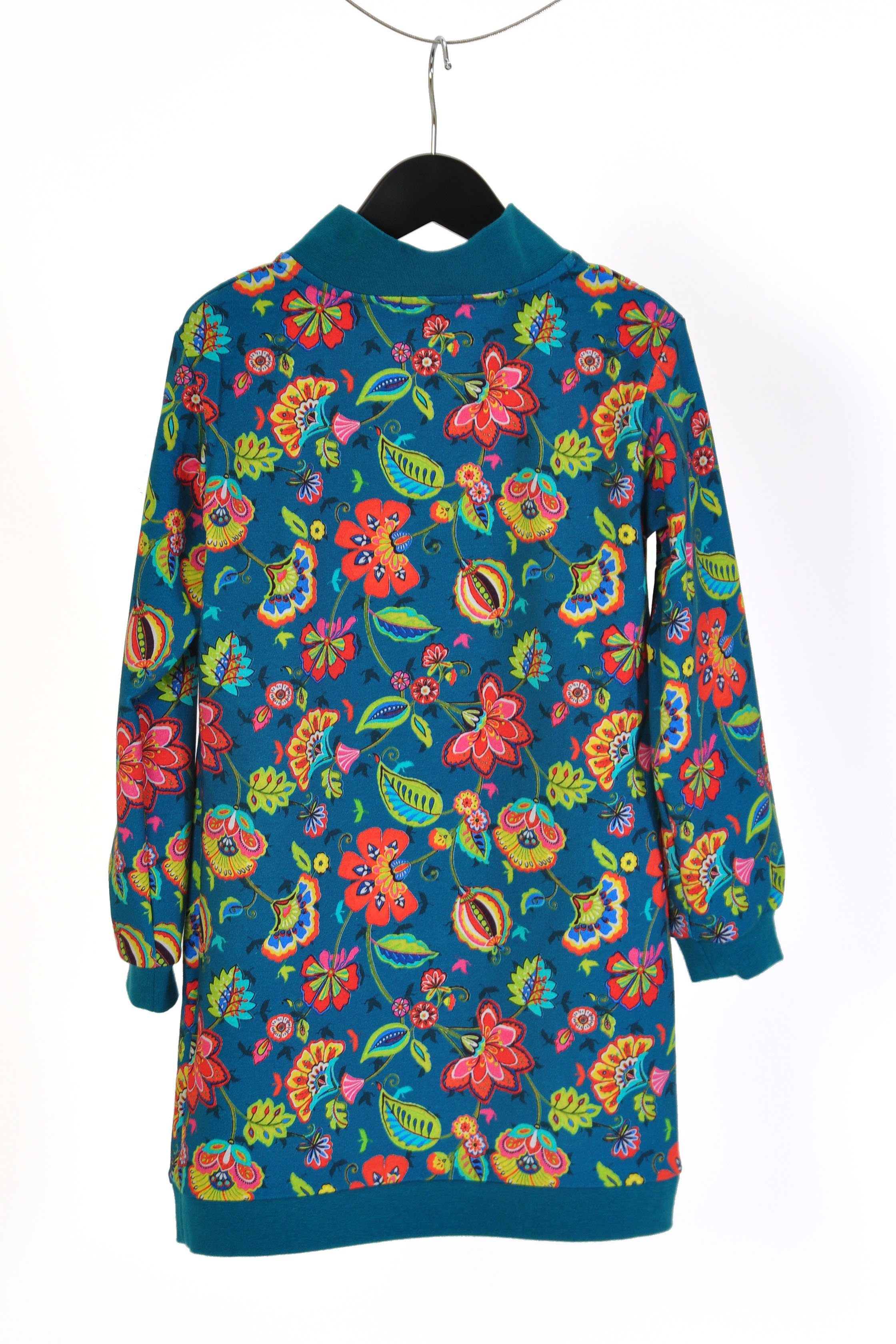 coolismo Sweatkleid Sweatshirt Mädchen Motivdruck petrol Kleid Blumen mit coole europäische Produktion für