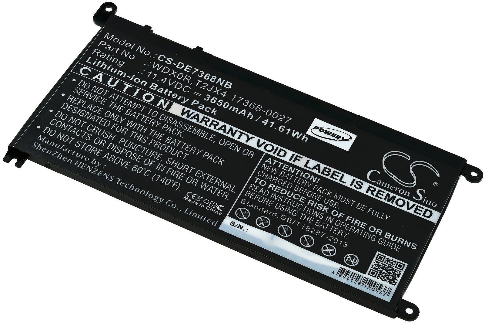 15-5593-D1525S Dell Inspiron Laptop-Akku mAh 3650 V) (11.4 Akku Powery für