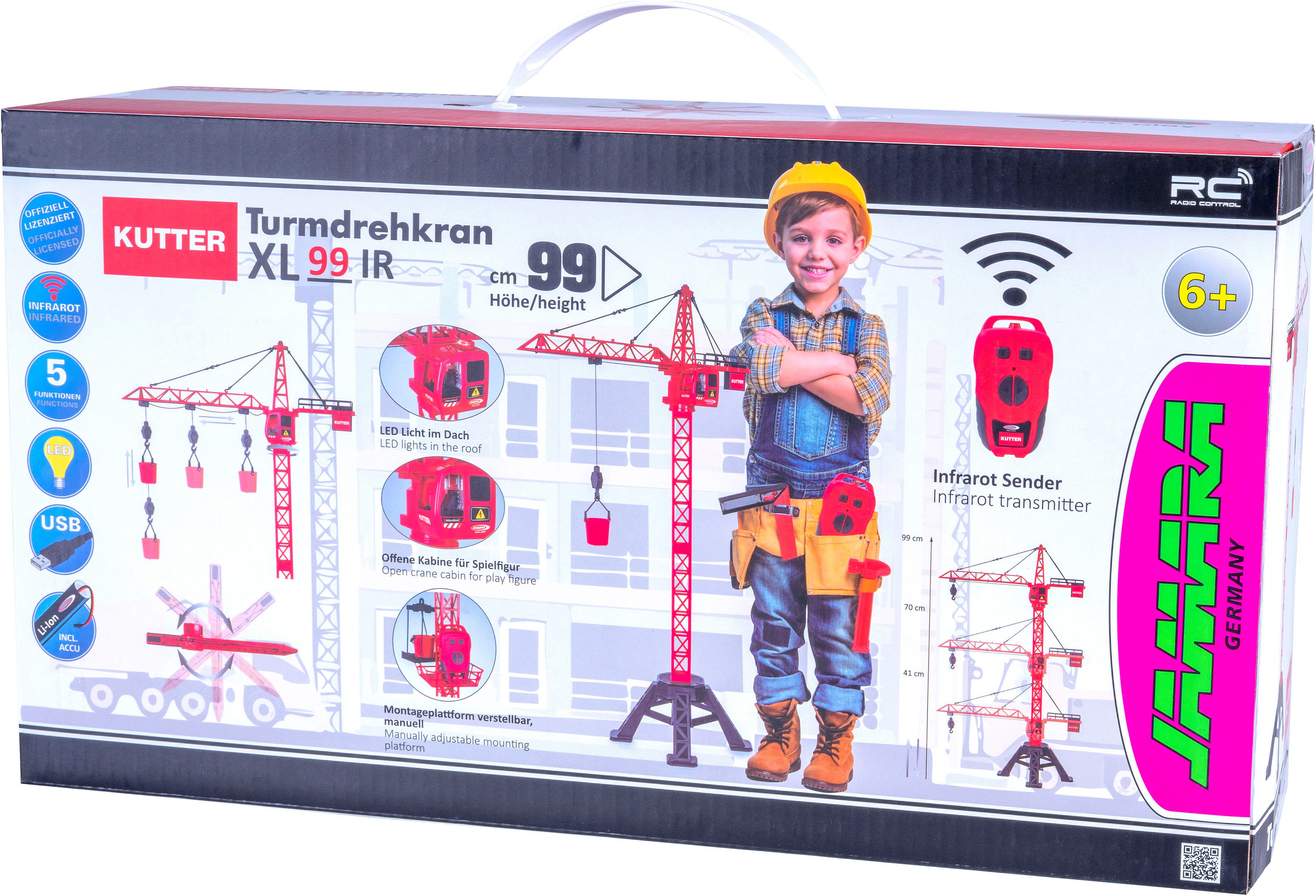 Jamara RC-Kran Turmdrehkran Kutter XL 99 IR, LED Licht im Dach