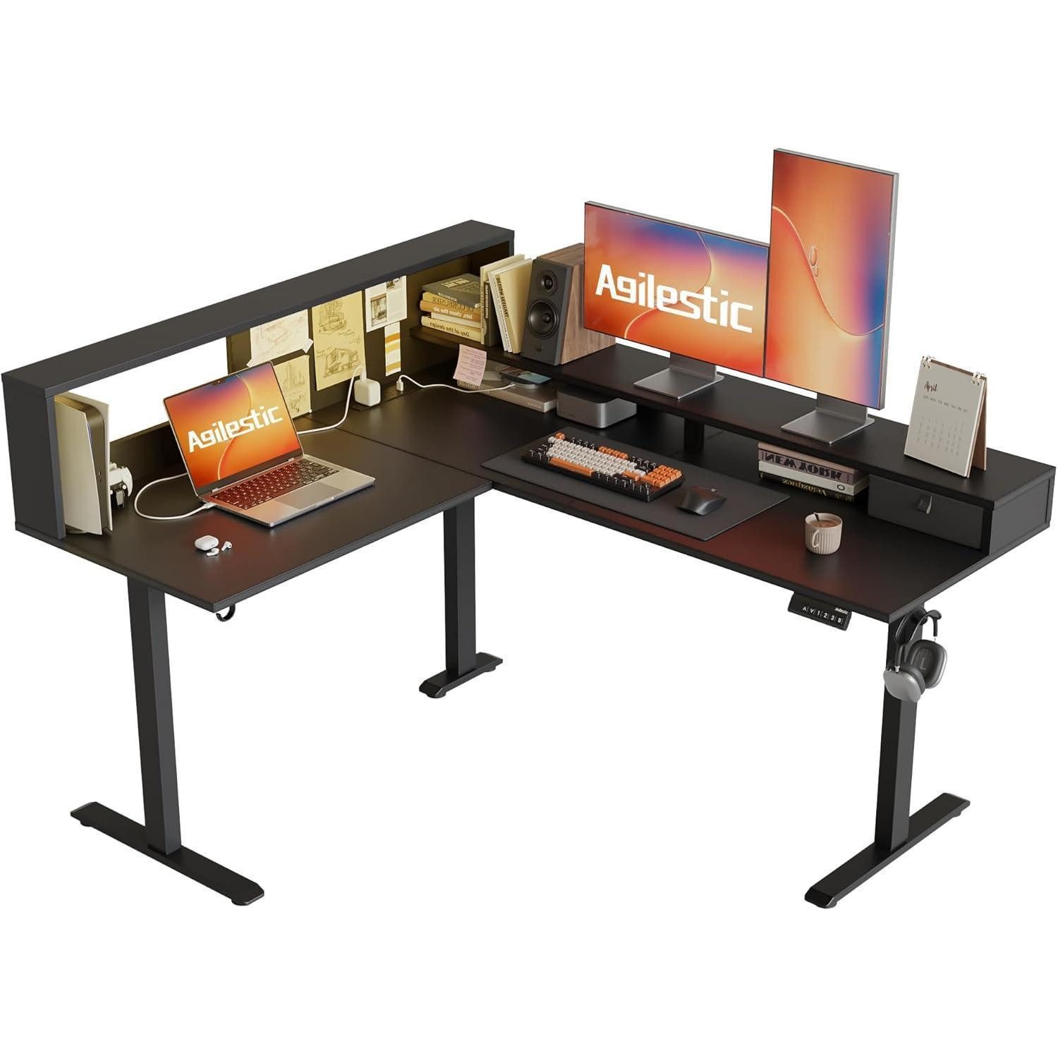 LuxusKollektion Eckschreibtisch Schreibtisch Höhenverstellbar Schwarz 160 x günstig online kaufen