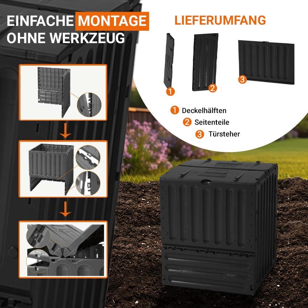 GARANTIA Komposter ECO-KING Komposter 600 Liter schwarz, 600 l – Bild 4 von 5
