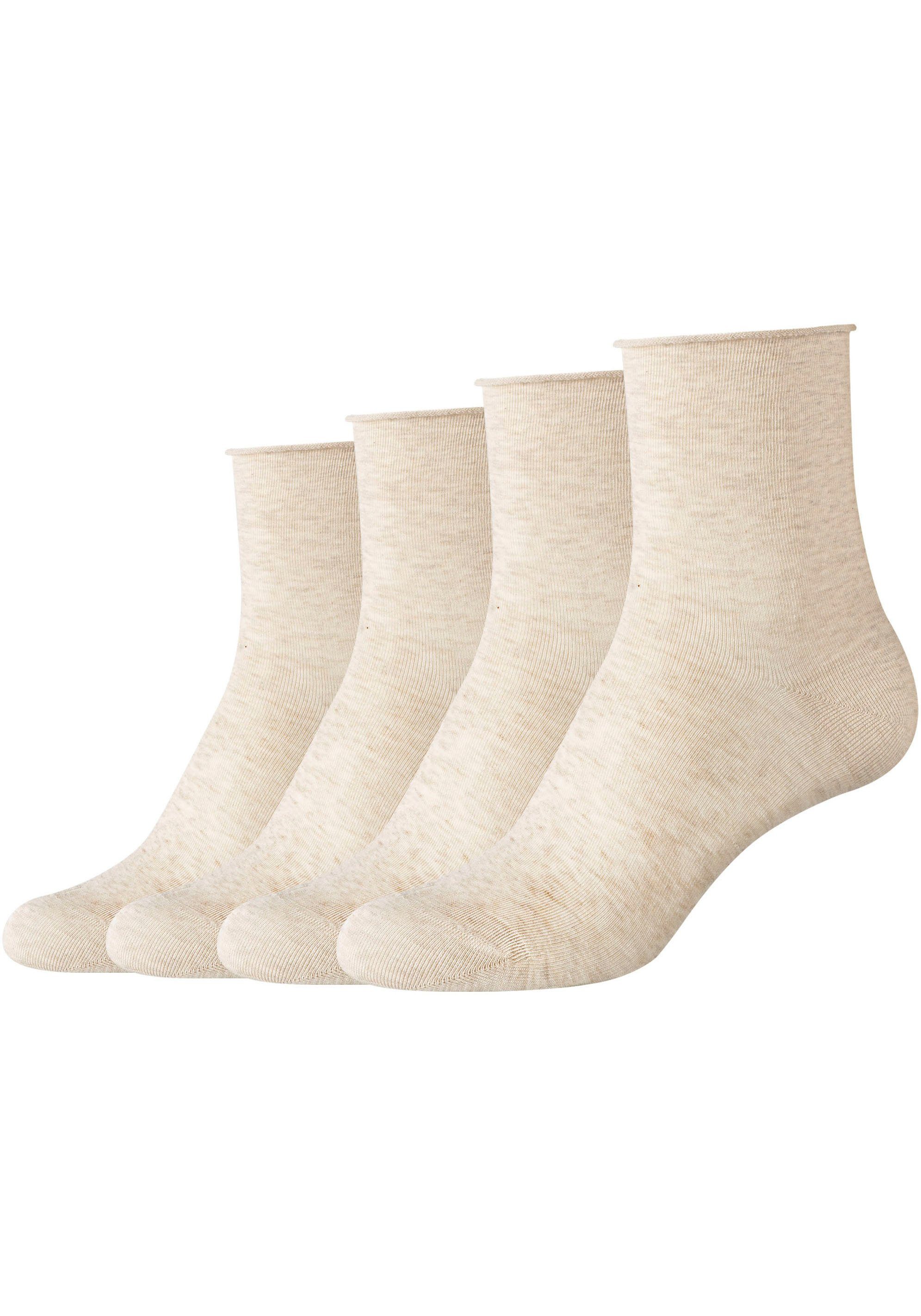 Camano Socken (Packung, 4-Paar) Mit Rollrand beige-meliert