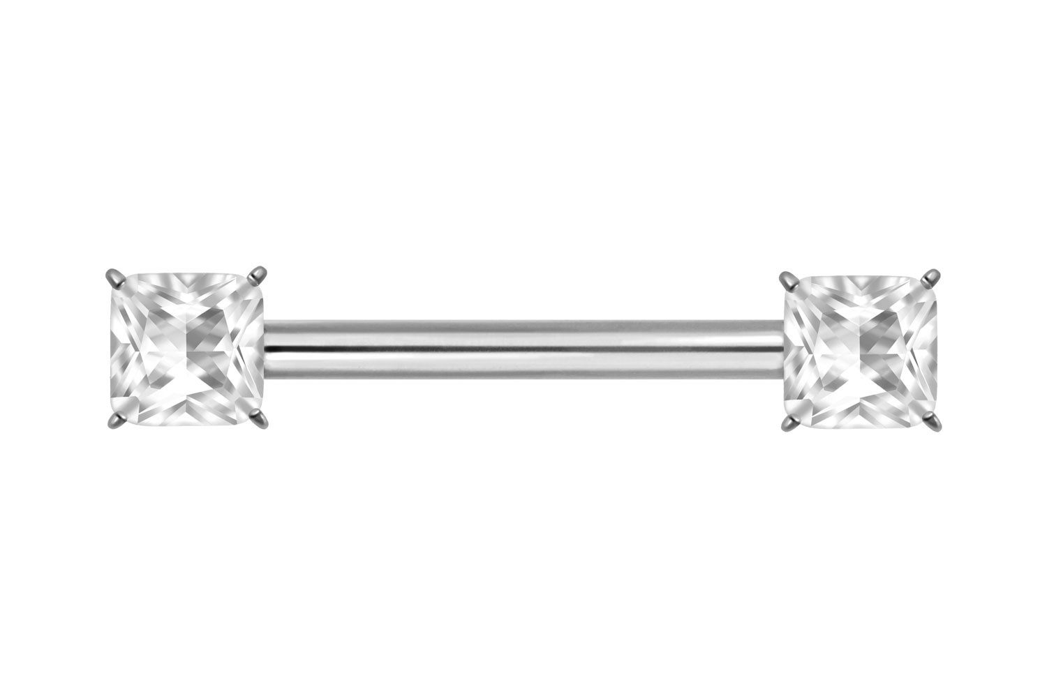 Brustwarzenpiercing Titan Nippelpiercing mit Innengewinde EINGEFASSTES KRISTALLQUADRAT