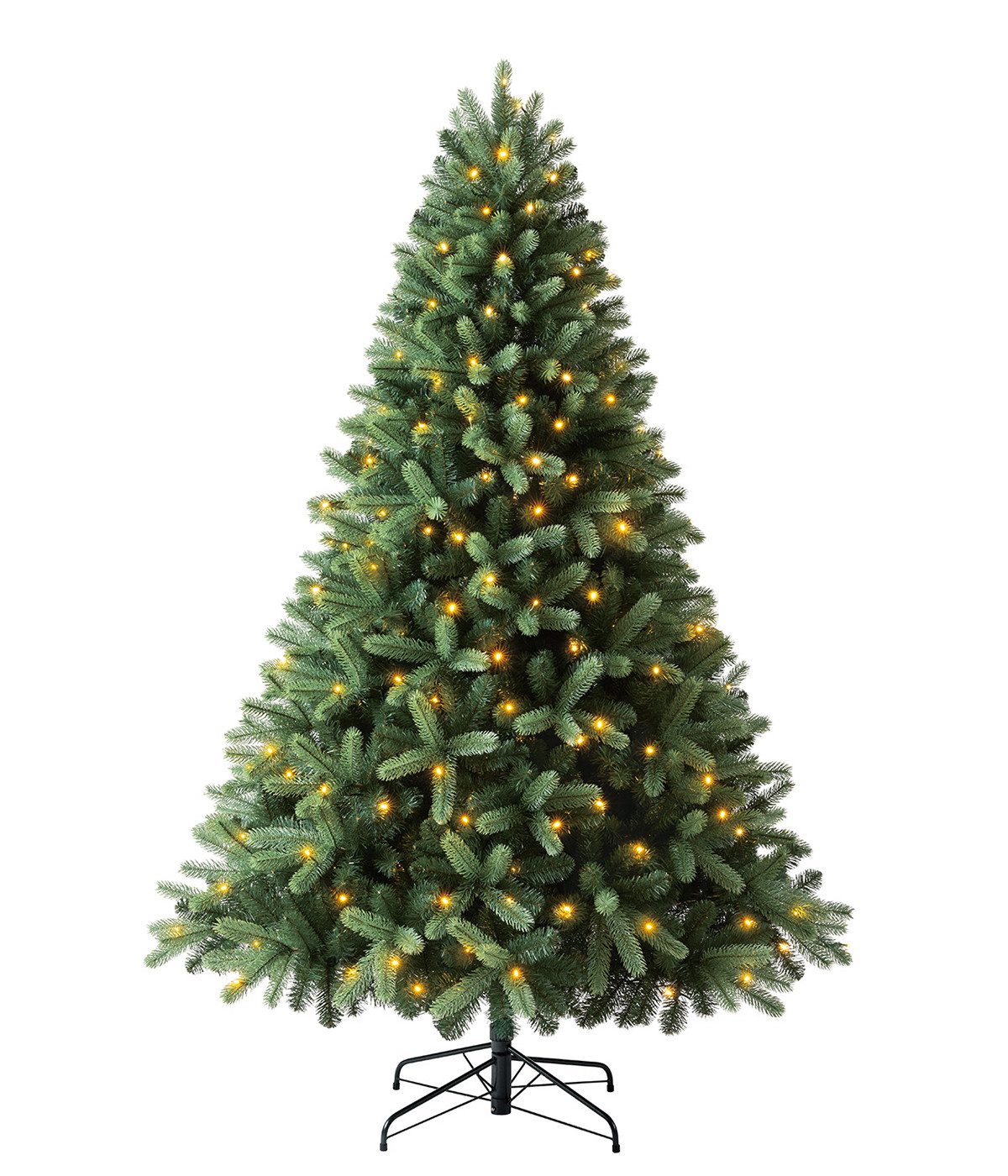Dehner Künstlicher Weihnachtsbaum Amerikanische Rotfichte Stellan mit LED/Ständer, 210 cm, Ø 149.9 cm