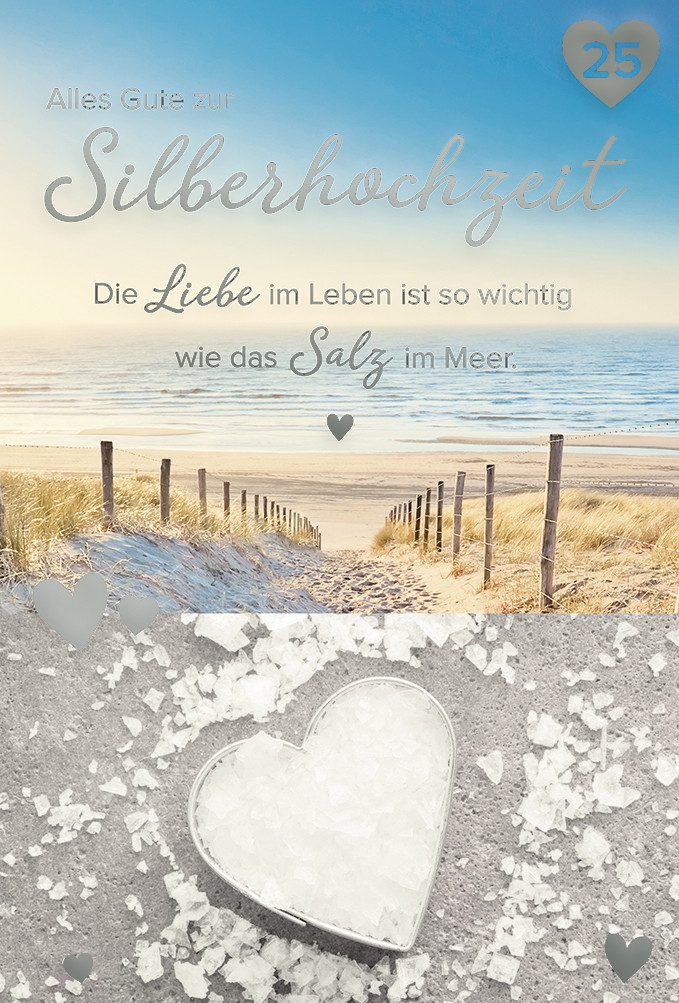 BSB Grußkarten Silberhochzeit - 25. Hochzeitstag - Glückwunschkarte im Format 11,5