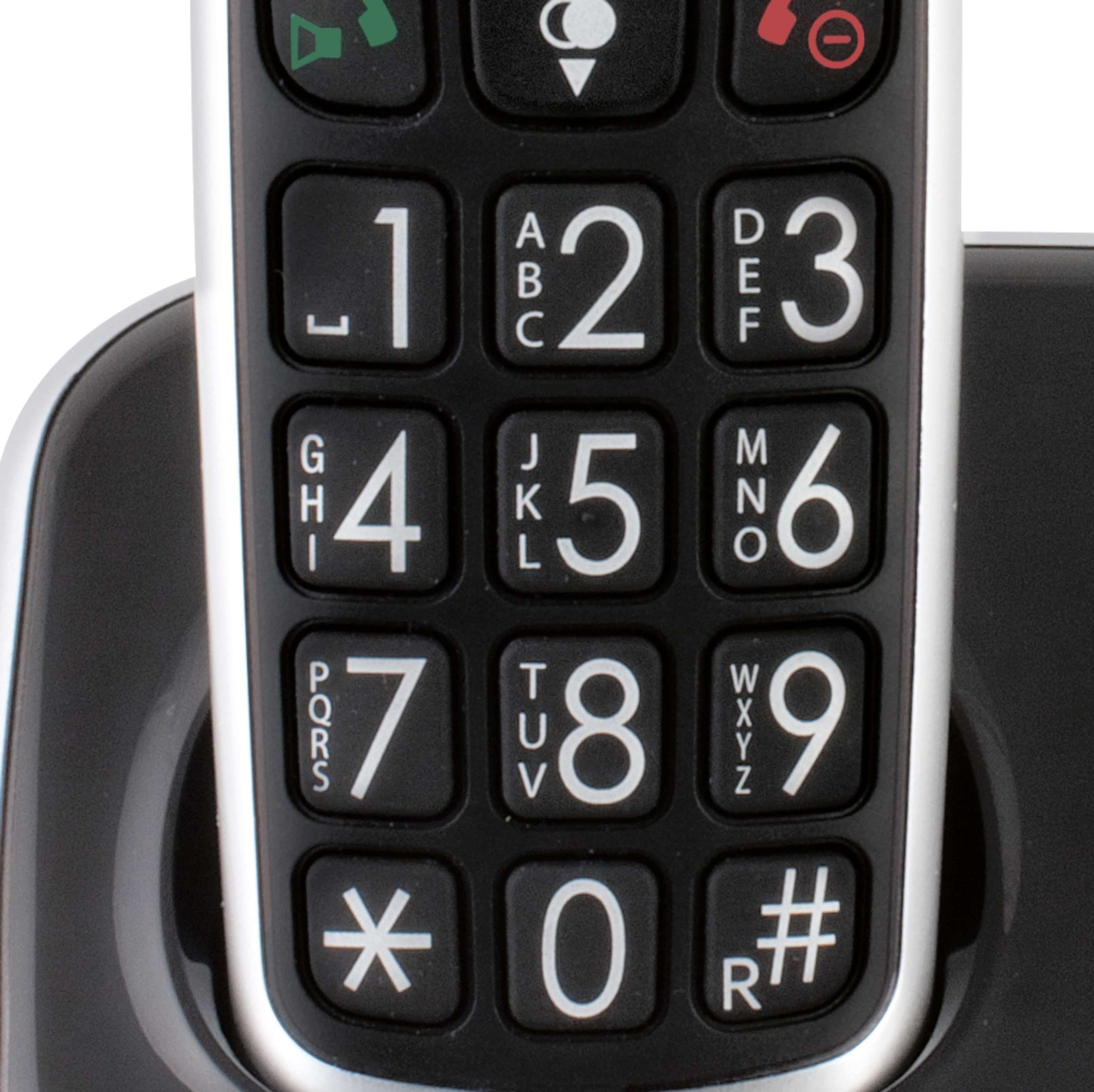 Fysic FX-6020 Schnurloses DECT-Telefon (Mobilteile: großes Hörgerätkompatibel, große Tasten, 2, Display)