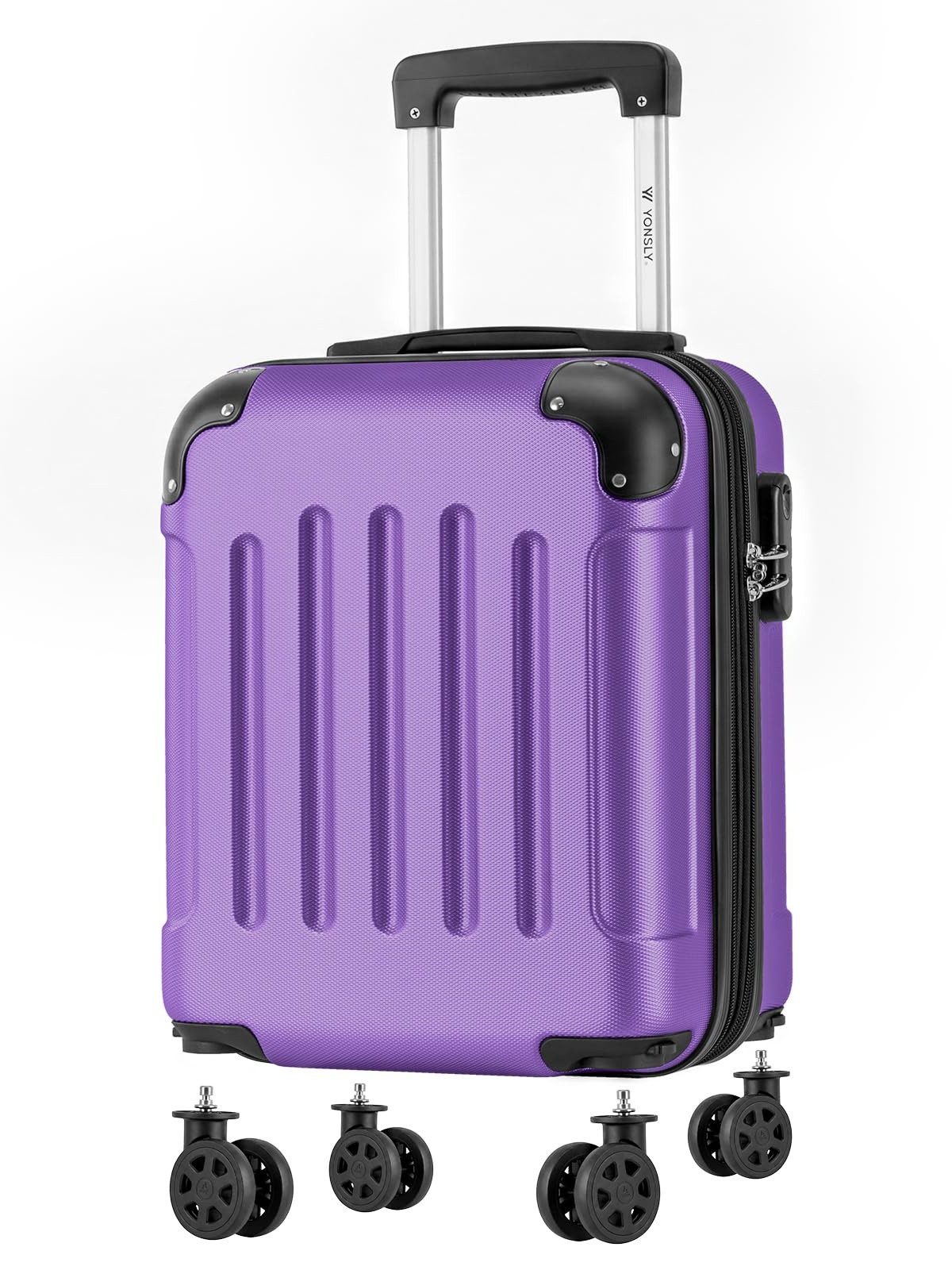 YONSLY Handgepäckkoffer Kabinenkoffer Reisekoffer Trolley mit abnehmbaren Rollrädern, 4 Rollen, ABS-Hartschale mit Zahlenschloss und ergonomischem Gummigriff