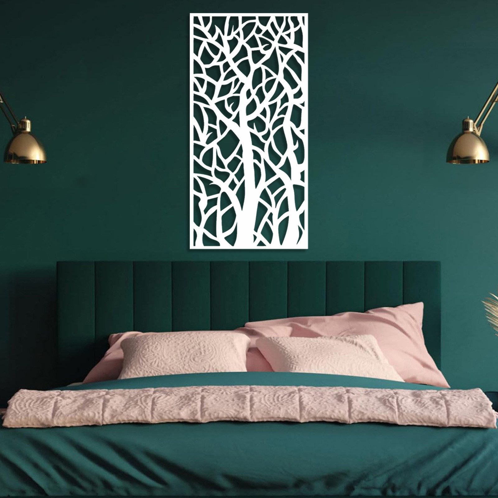 Jumpeak Wanddekoobjekt Rechteckiger Baum Wanddekoration,abstrakte Zweige,geometrische Linien, Hergestellt aus Metall, 4 Farben, 4 Größen