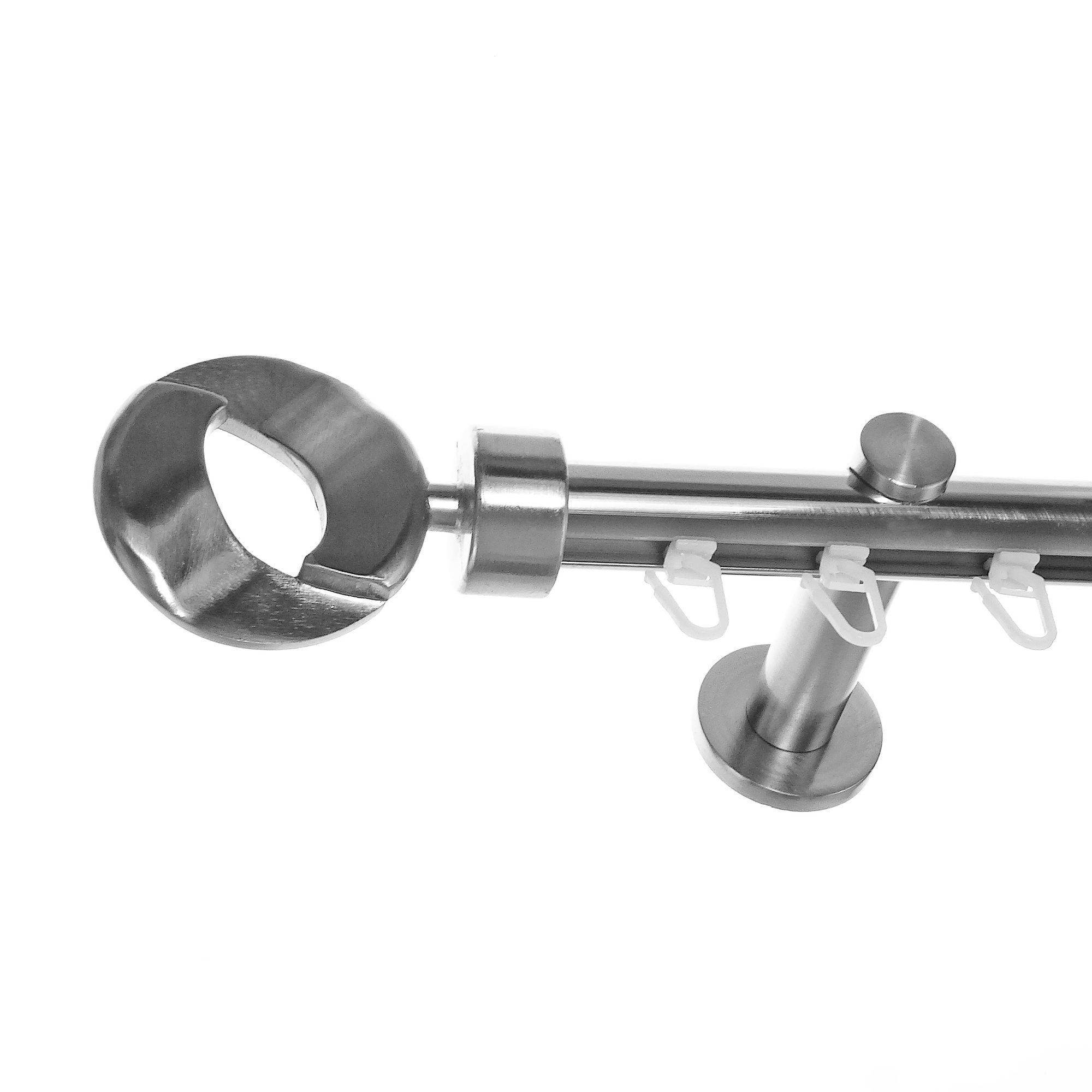BASIT Gardinenstange Innenlauf Edelstahloptik 20mm mit Wandträgern 280 cm E83, Ø 20 mm, 1-läufig, verschraubt, Aluminium, H30 280 cm E83 Ring