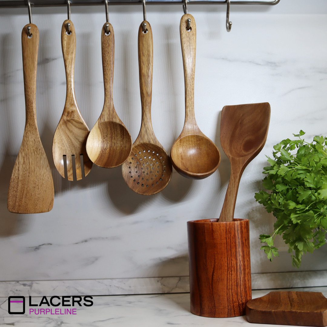 Lacers Kochlöffel Lacers PurpleLine - 14-Teiliges Kochlöffel set aus Holz, 14-teilig, 100 % Akazienholz – robust, hygienisch und lebensmittelecht – Bild 5 von 5