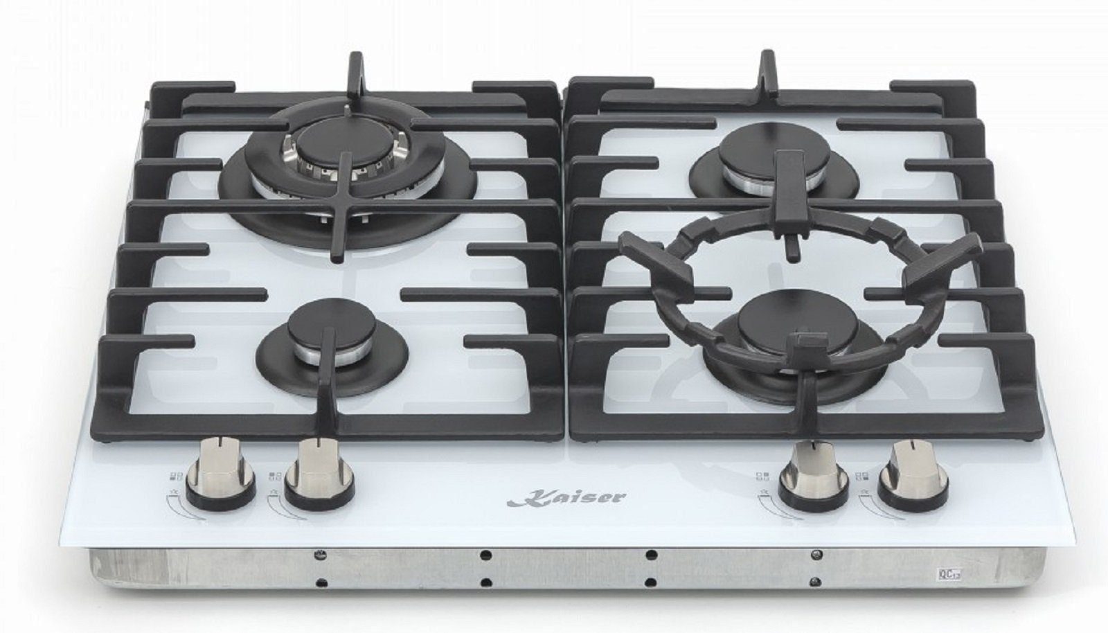 Kaiser Küchengeräte Gas-Kochfeld, Kochfeld Weiß Glas, Einbau Herd, 3,8kW WOK,Erdgas Fl.Gas