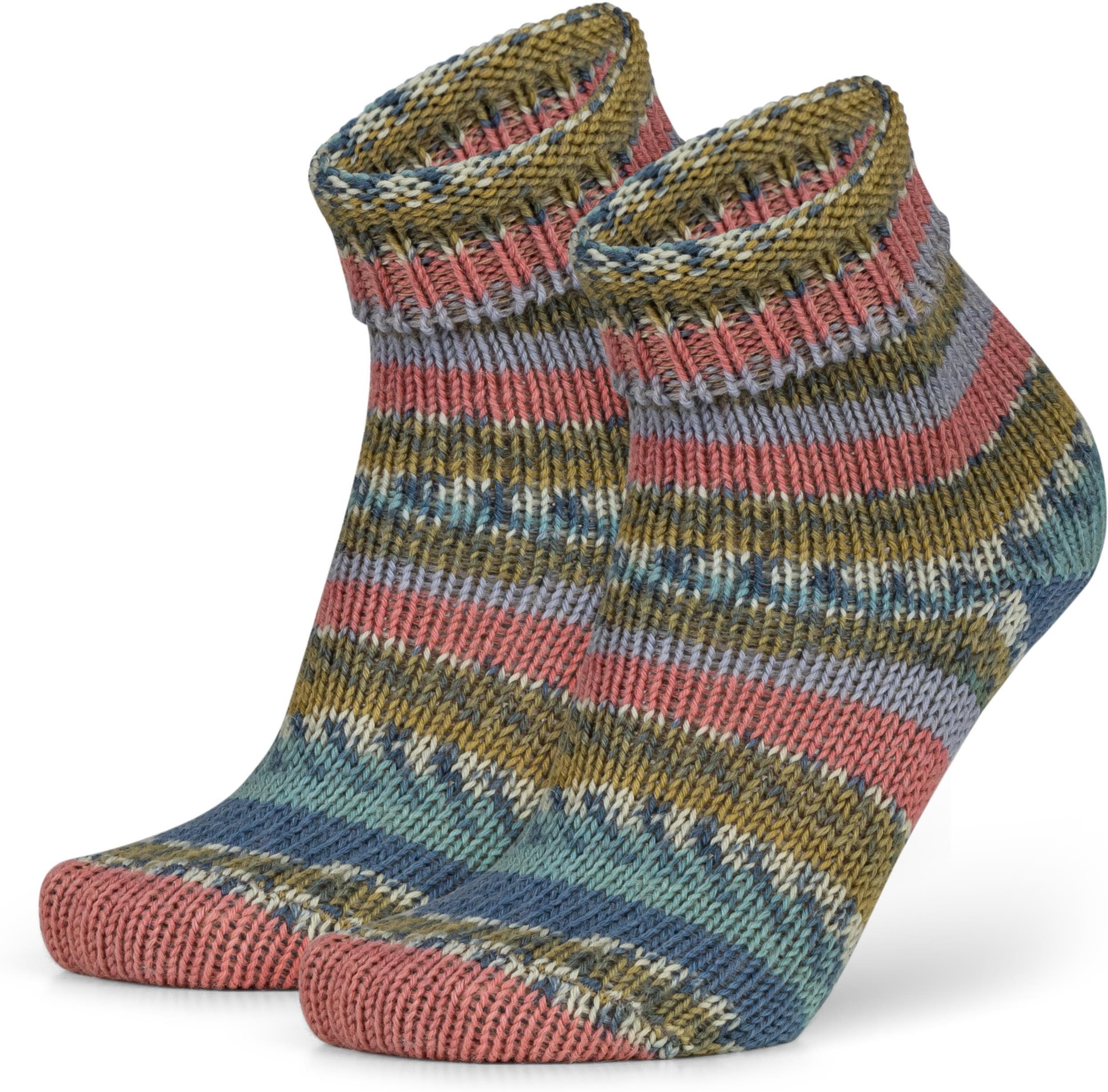 normani Thermosocken 2 Paar Gestrickte Wollsocken Bunt-geringelt (2 Paar) hochwertige Qualitätssocken mit hohem Wollanteil